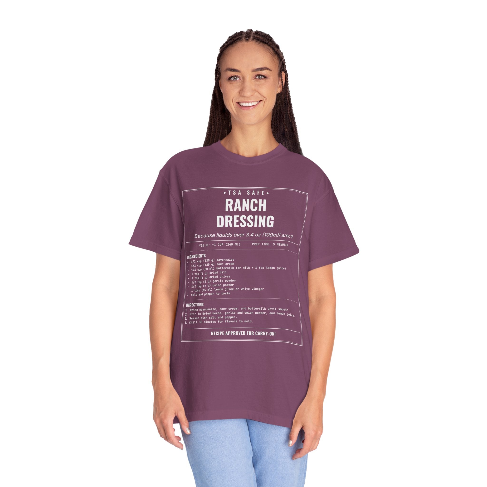 TSA-Safe Ranch Dressing | Vintage Recipe Card T-Shirt — White Ink