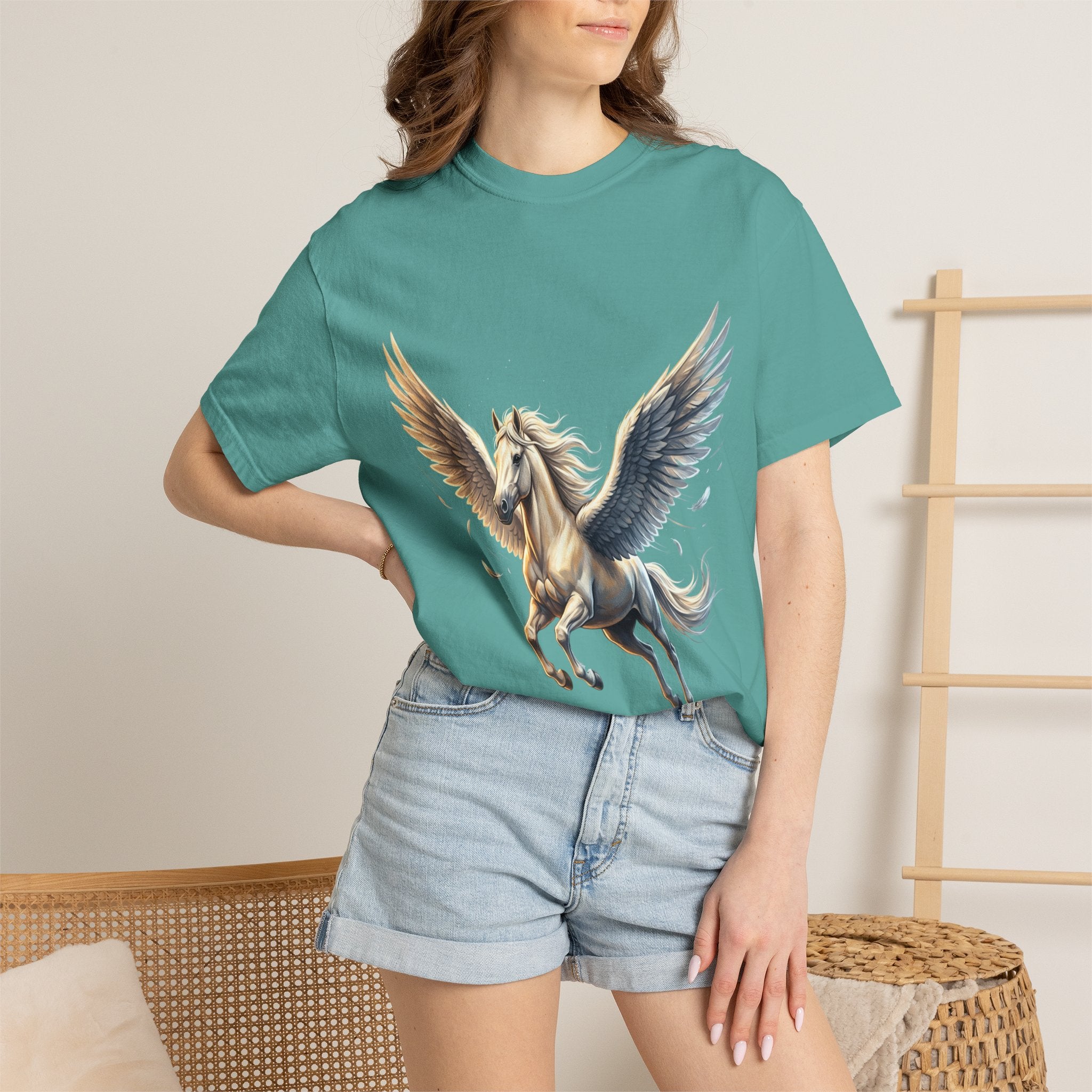 Majestic Pegasus Illustration T-shirt | Flying Horse Graphic Tee