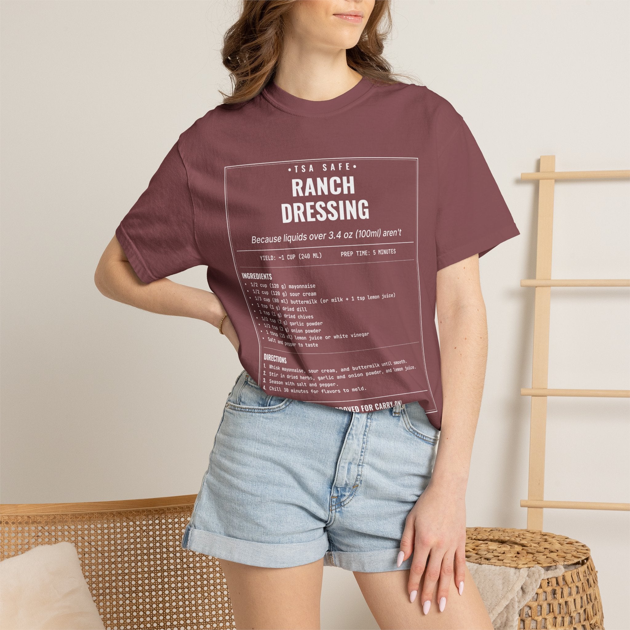 TSA-Safe Ranch Dressing | Vintage Recipe Card T-Shirt — White Ink