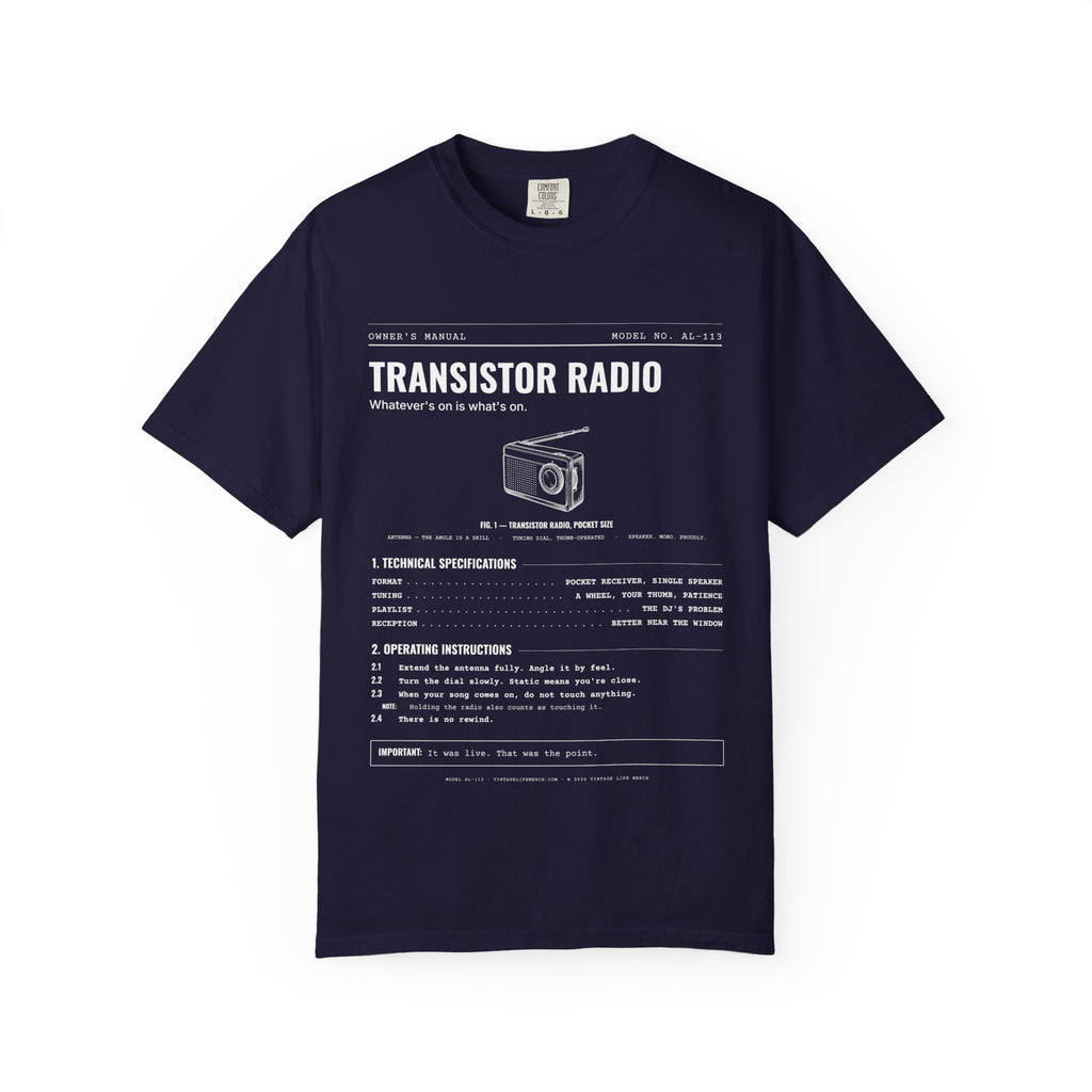 Transistor Radio Spec Sheet Shirt | Analog Life Vintage Tee