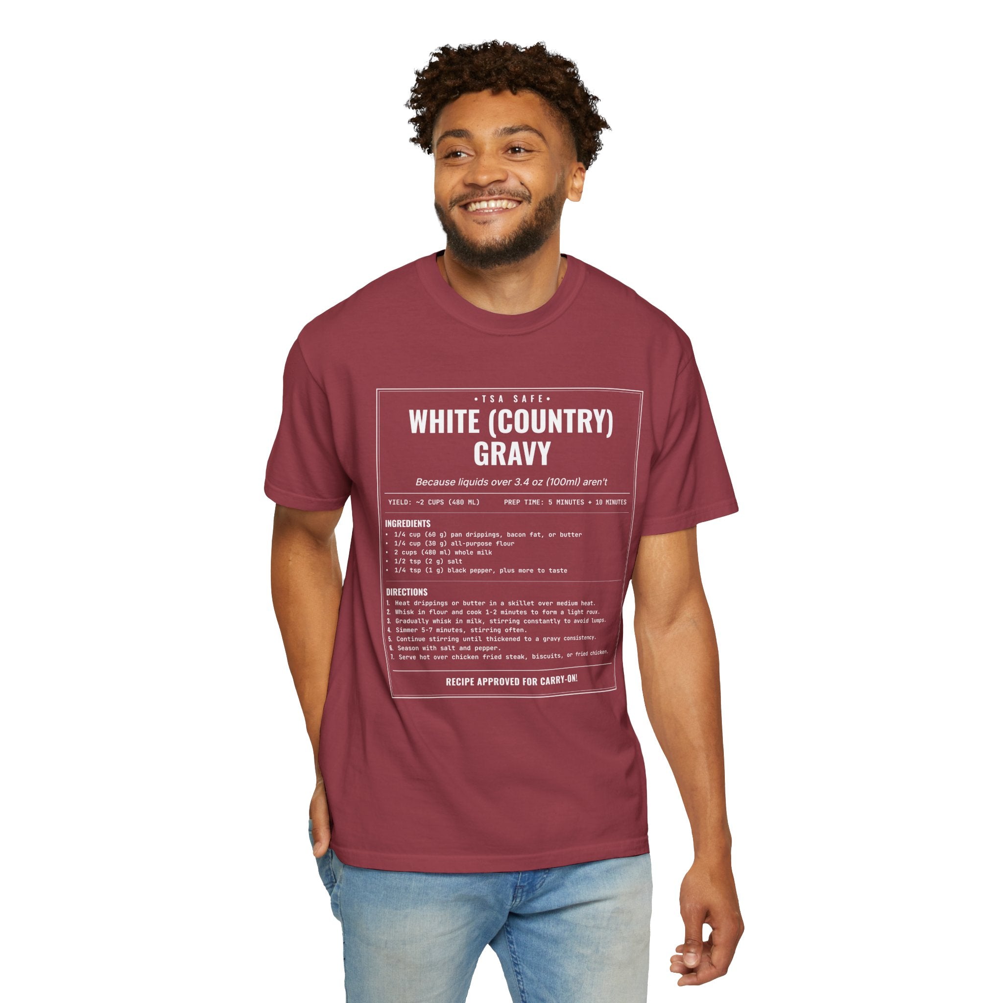 White Country Gravy | Vintage Recipe Card T-Shirt — White Ink