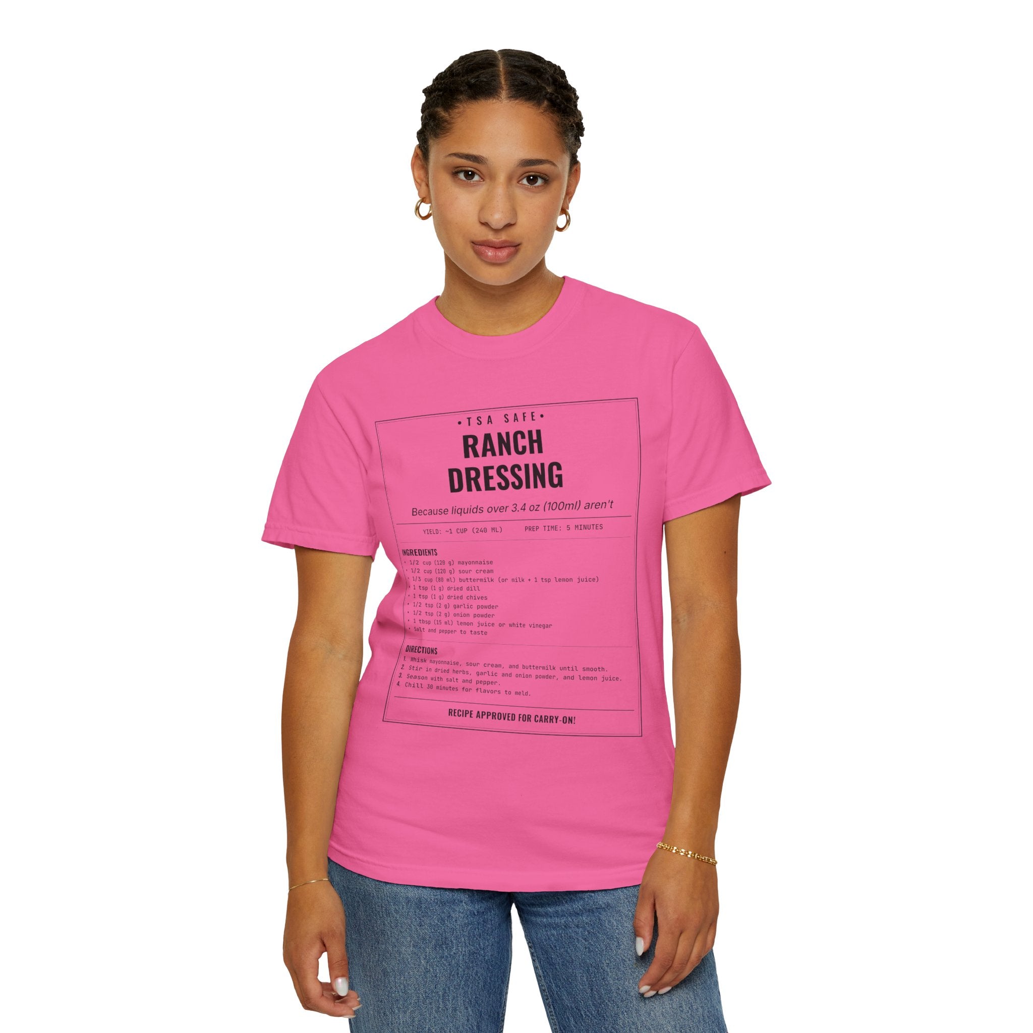 TSA-Safe Ranch Dressing | Vintage Recipe Card T-Shirt — Black Ink
