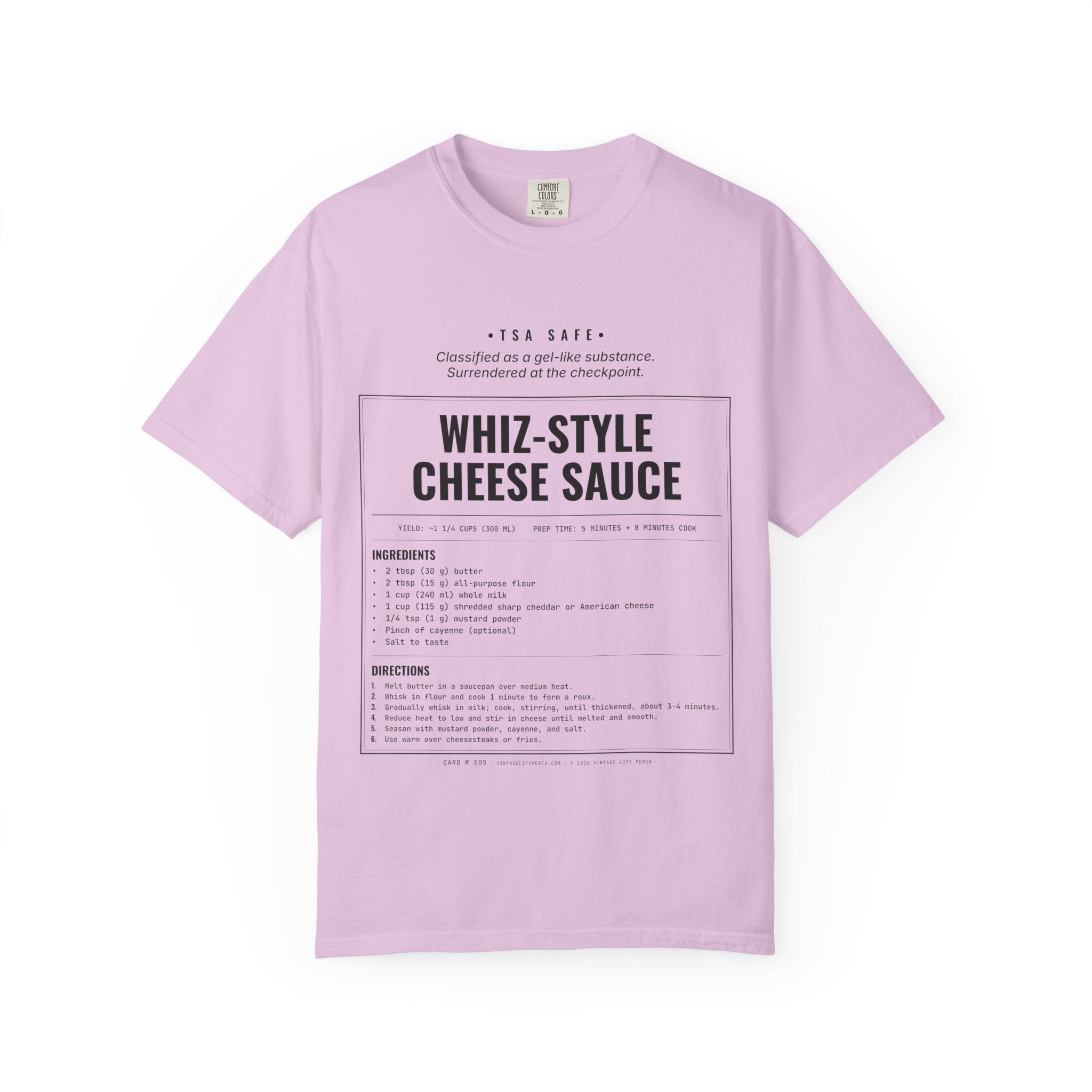 Whiz-Style Cheese Sauce Recipe Shirt | TSA Safe Vintage Tee