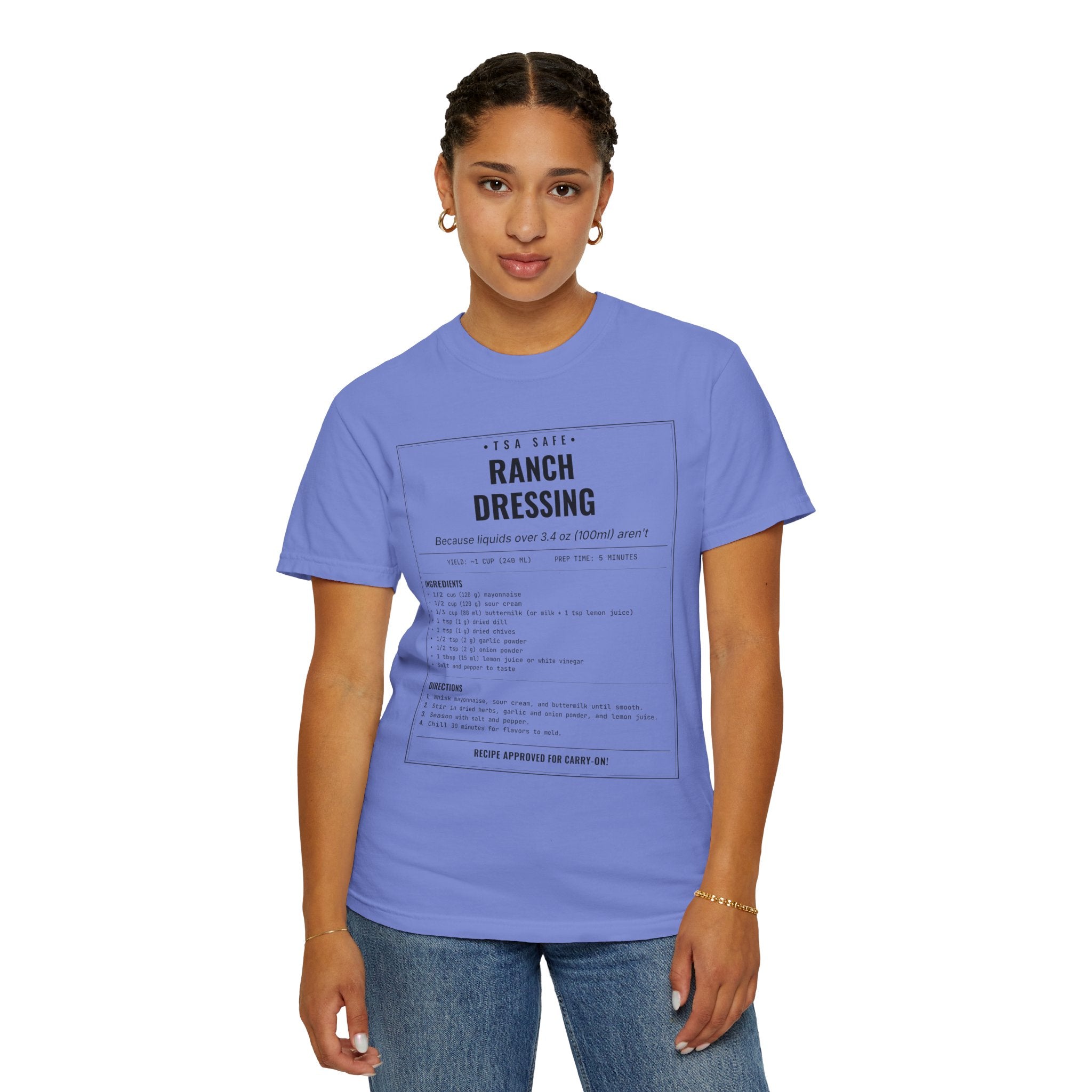 TSA-Safe Ranch Dressing | Vintage Recipe Card T-Shirt — Black Ink