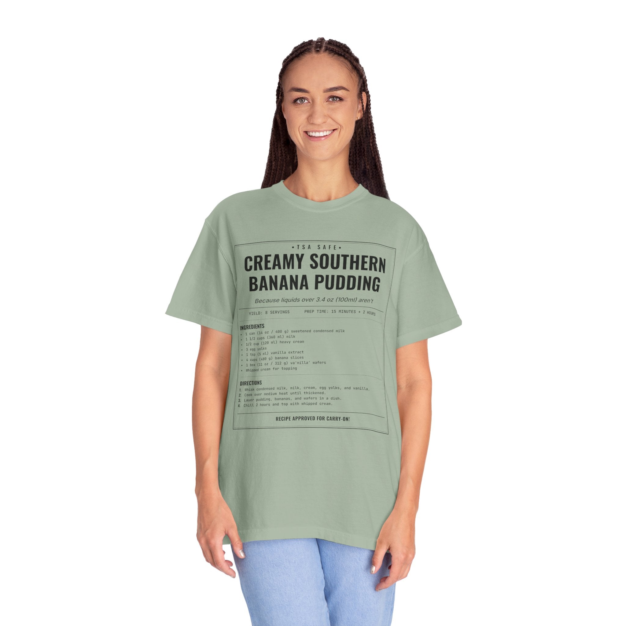 Creamy Southern Banana Pudding | Vintage Recipe Card T-Shirt — Black Ink