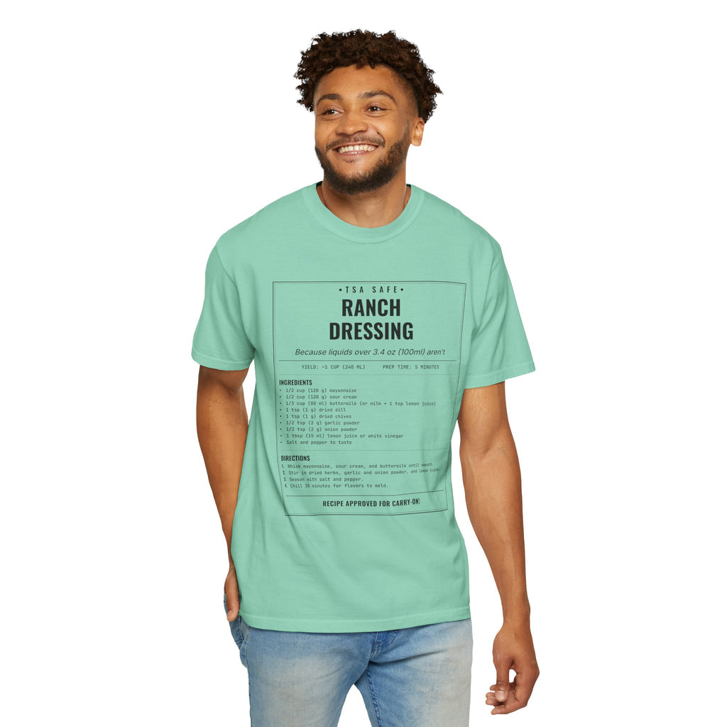 TSA-Safe Ranch Dressing | Vintage Recipe Card T-Shirt — Black Ink