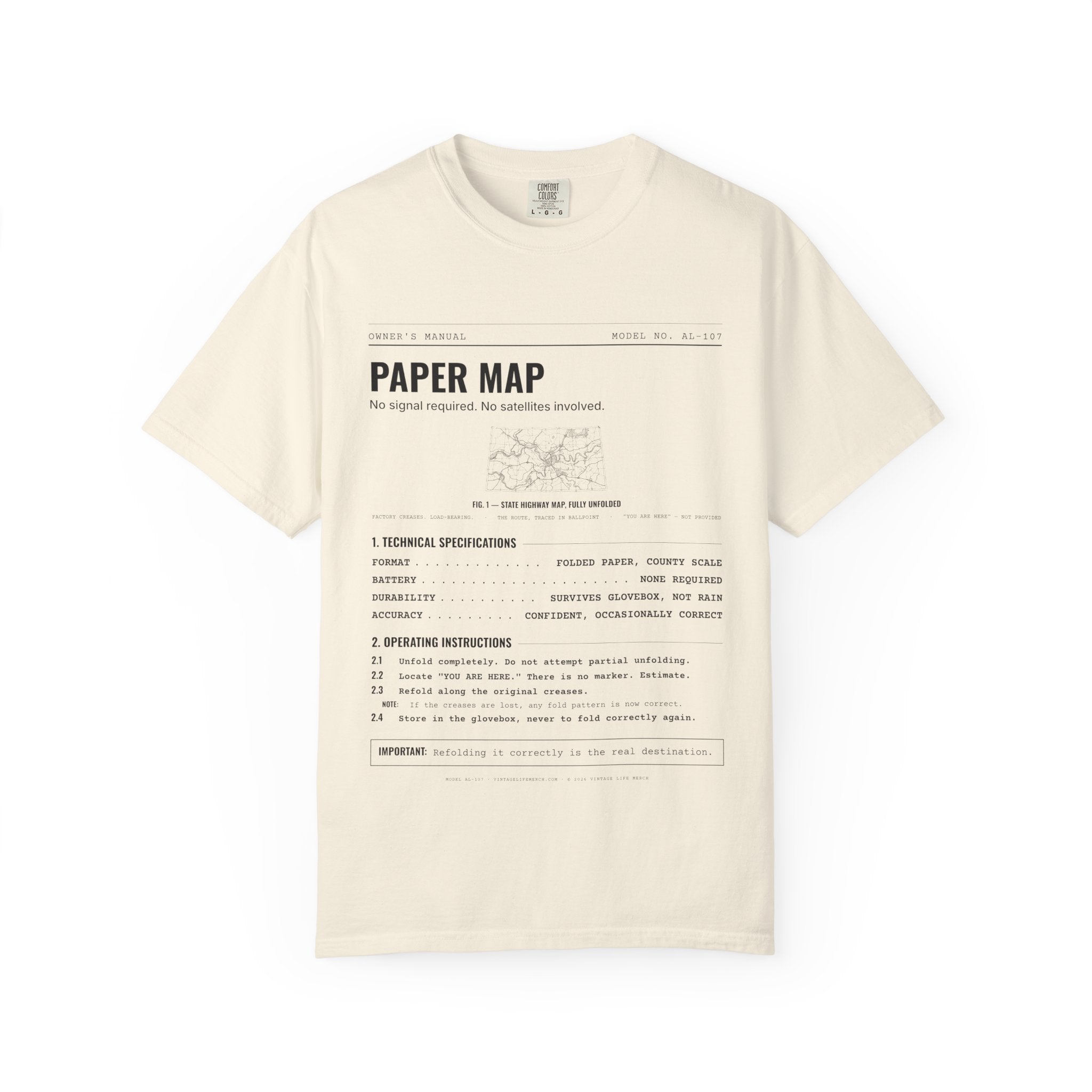 Paper Map Spec Sheet Shirt | Analog Life Vintage Tee in Ivory