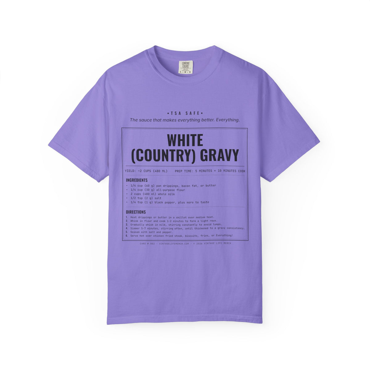 White Country Gravy Recipe Shirt | Southern Vintage Tee in Violet