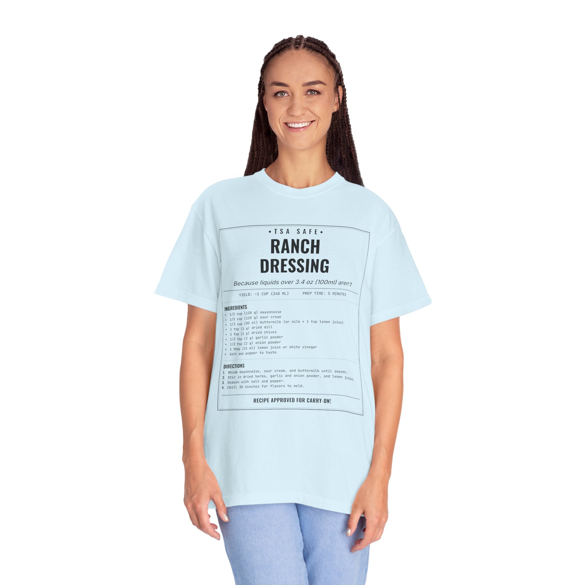 TSA-Safe Ranch Dressing | Vintage Recipe Card T-Shirt — Black Ink