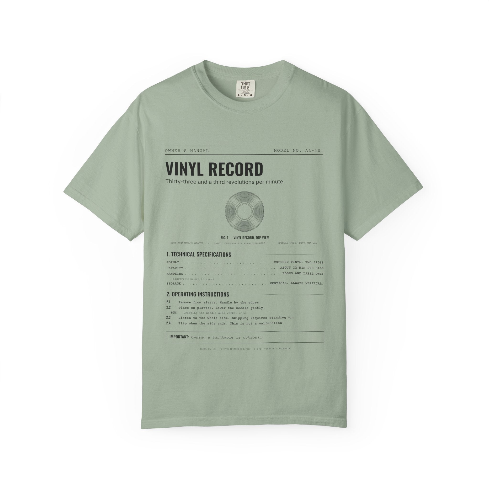 Vinyl Record Spec Sheet Shirt | Analog Life Vintage Tee in Bay