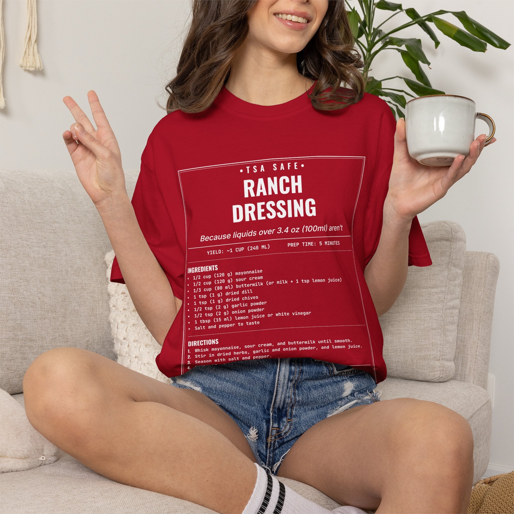 TSA-Safe Ranch Dressing | Vintage Recipe Card T-Shirt — White Ink