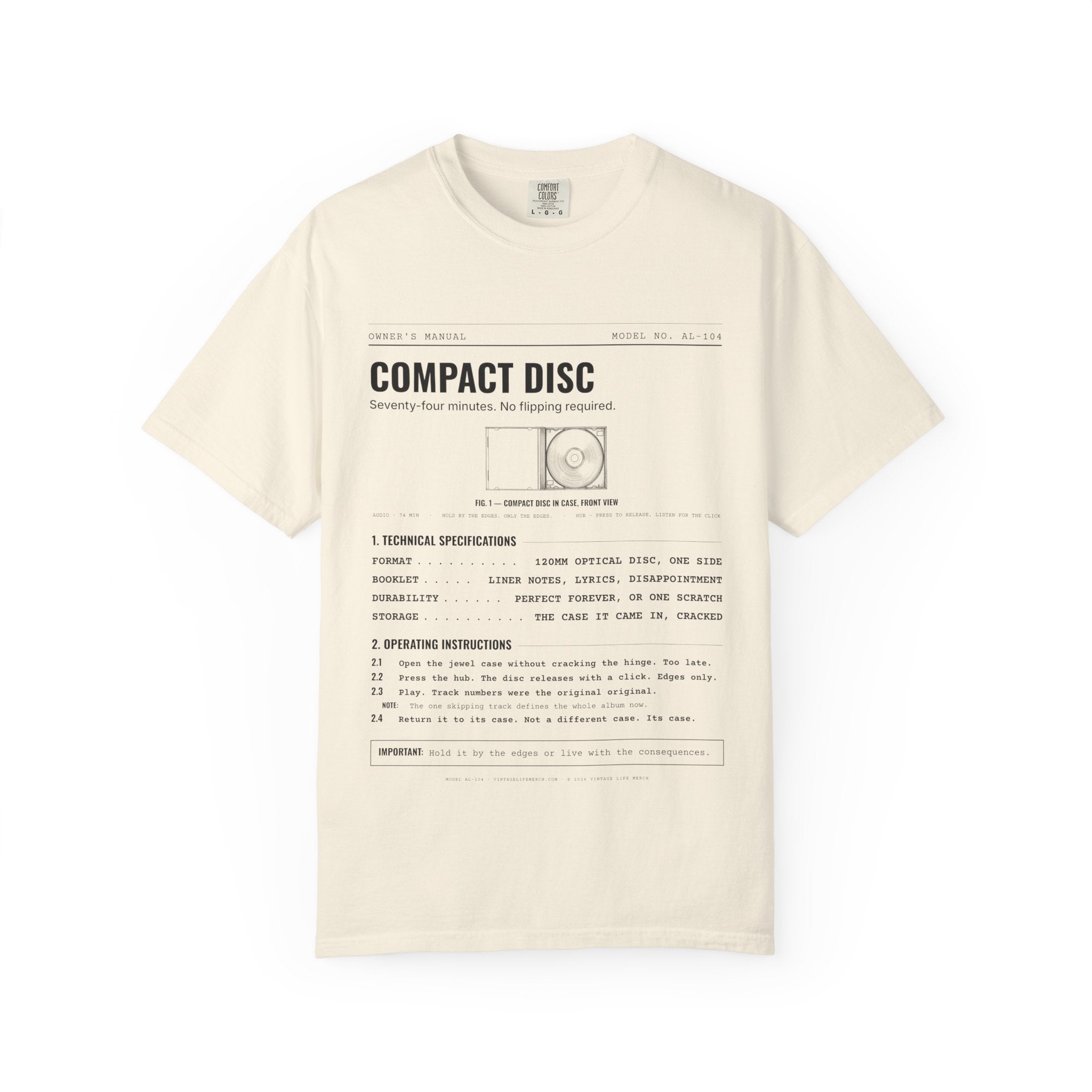 Compact Disc Spec Sheet Shirt | Analog Life Vintage Tee in Ivory