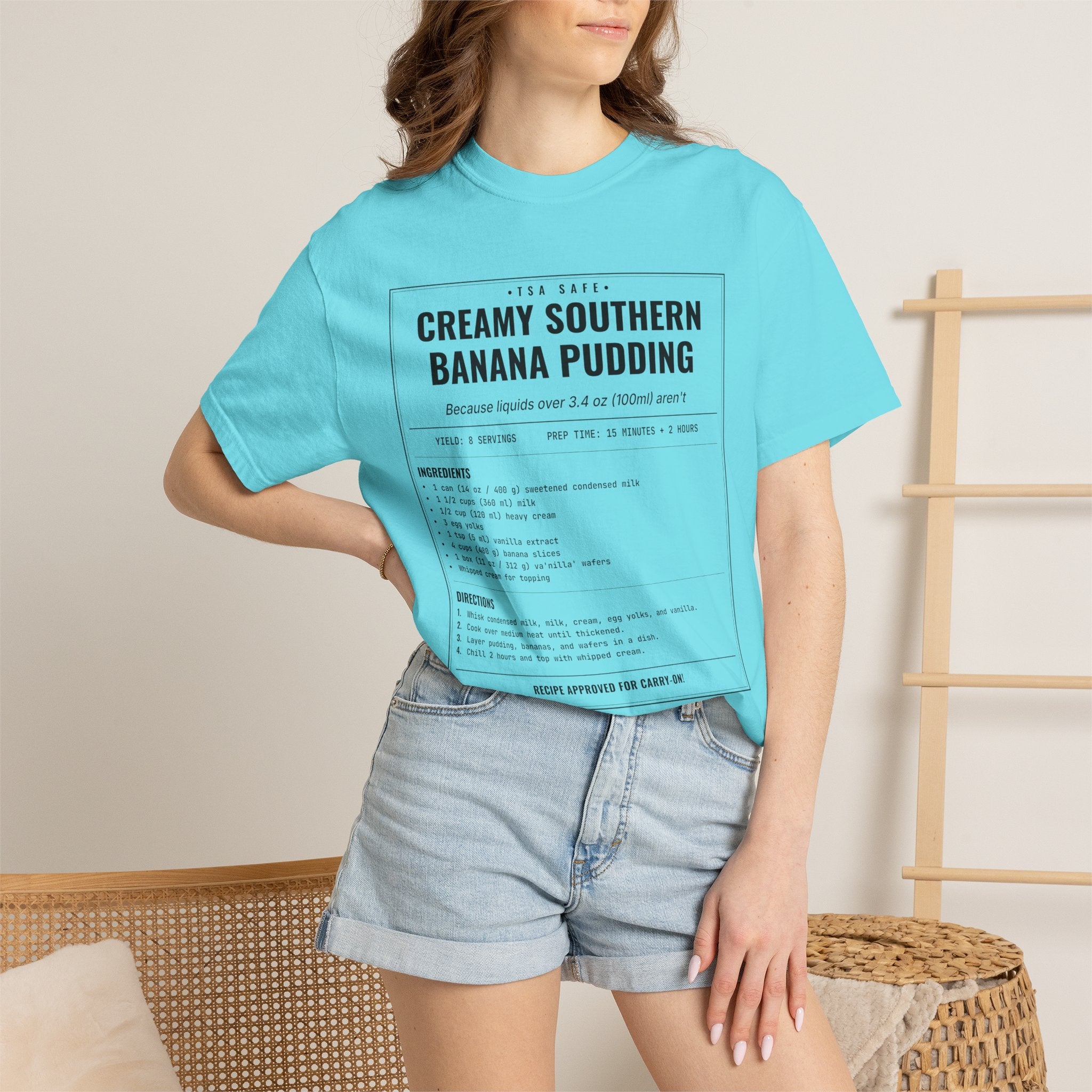 Creamy Southern Banana Pudding | Vintage Recipe Card T-Shirt — Black Ink