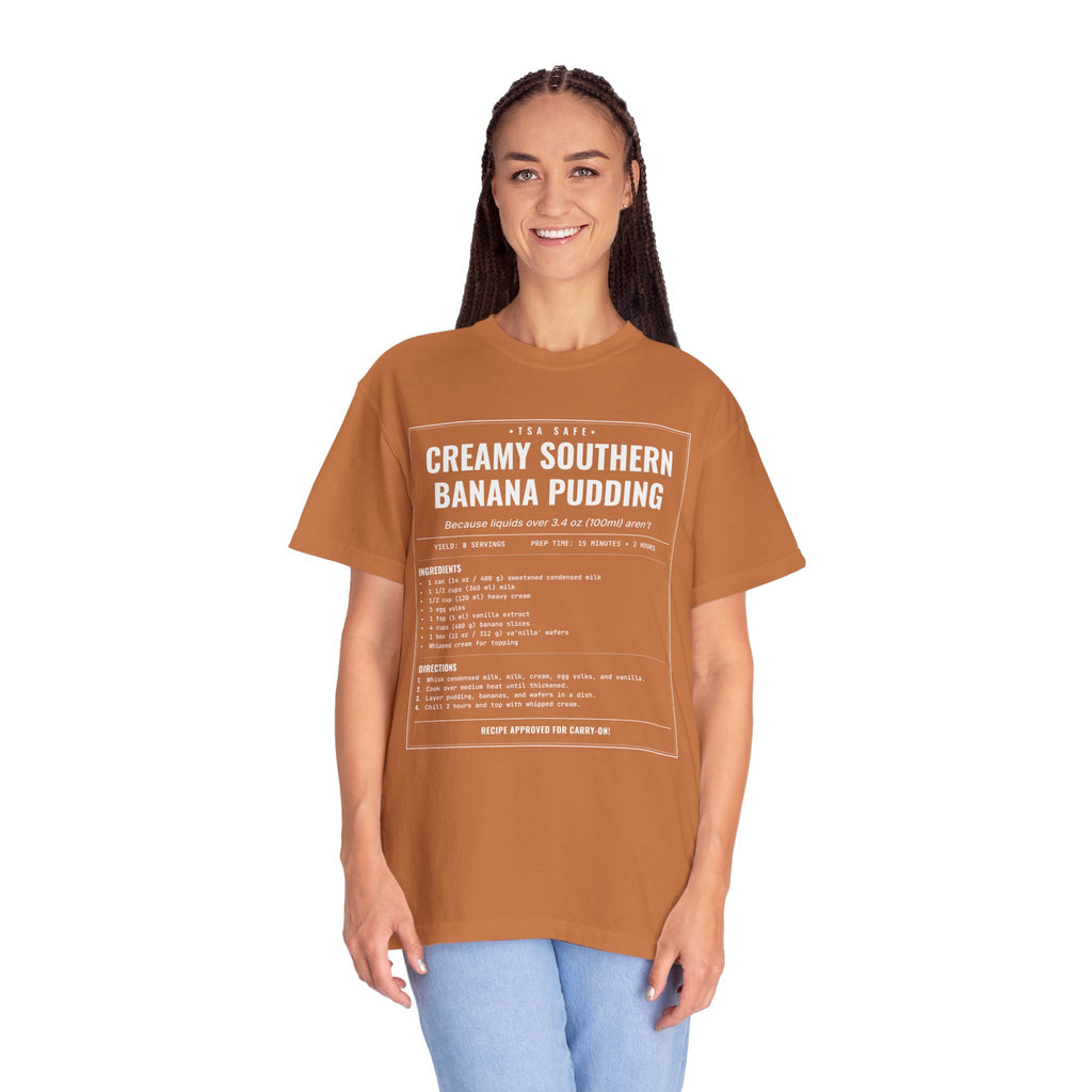 Creamy Southern Banana Pudding | Vintage Recipe Card T-Shirt — White Ink