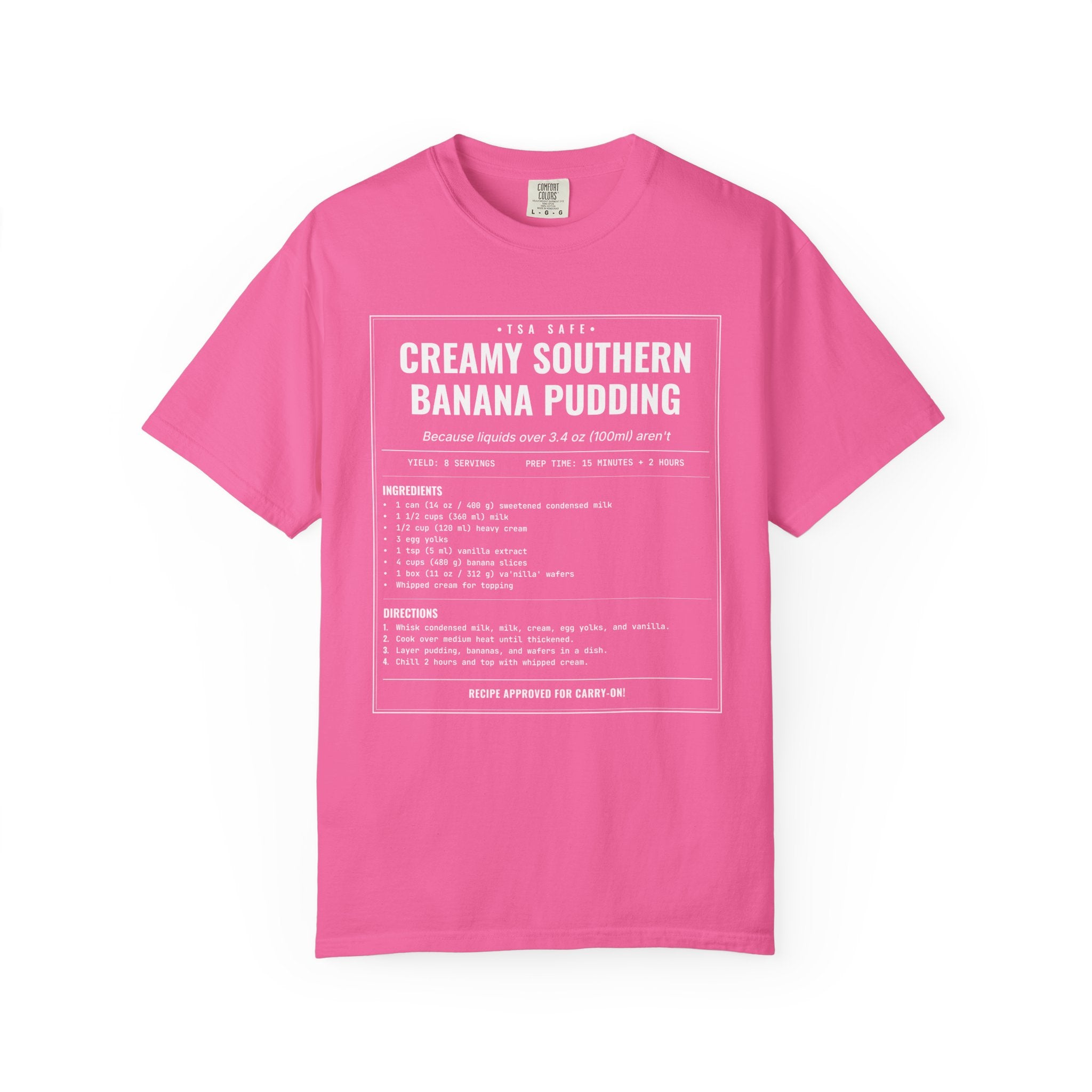 Creamy Southern Banana Pudding | Vintage Recipe Card T-Shirt — White Ink