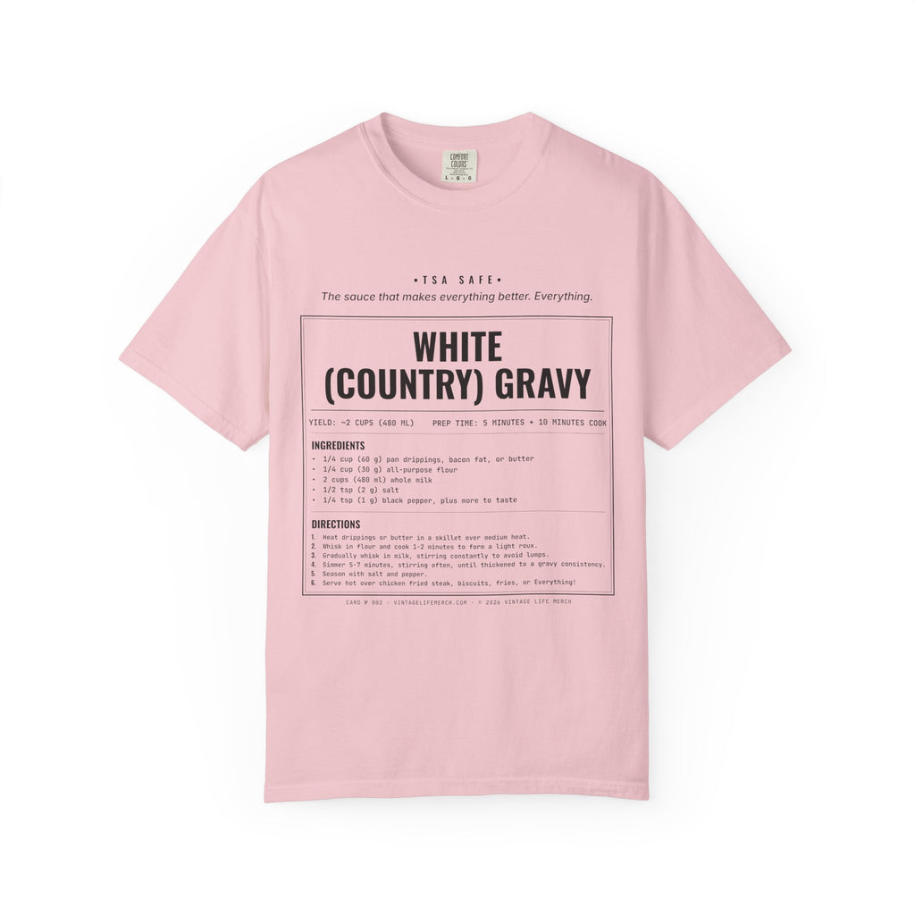 White Country Gravy Recipe Shirt | Southern Vintage Tee