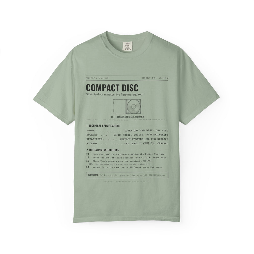 Compact Disc Spec Sheet Shirt | Analog Life Vintage Tee in Bay