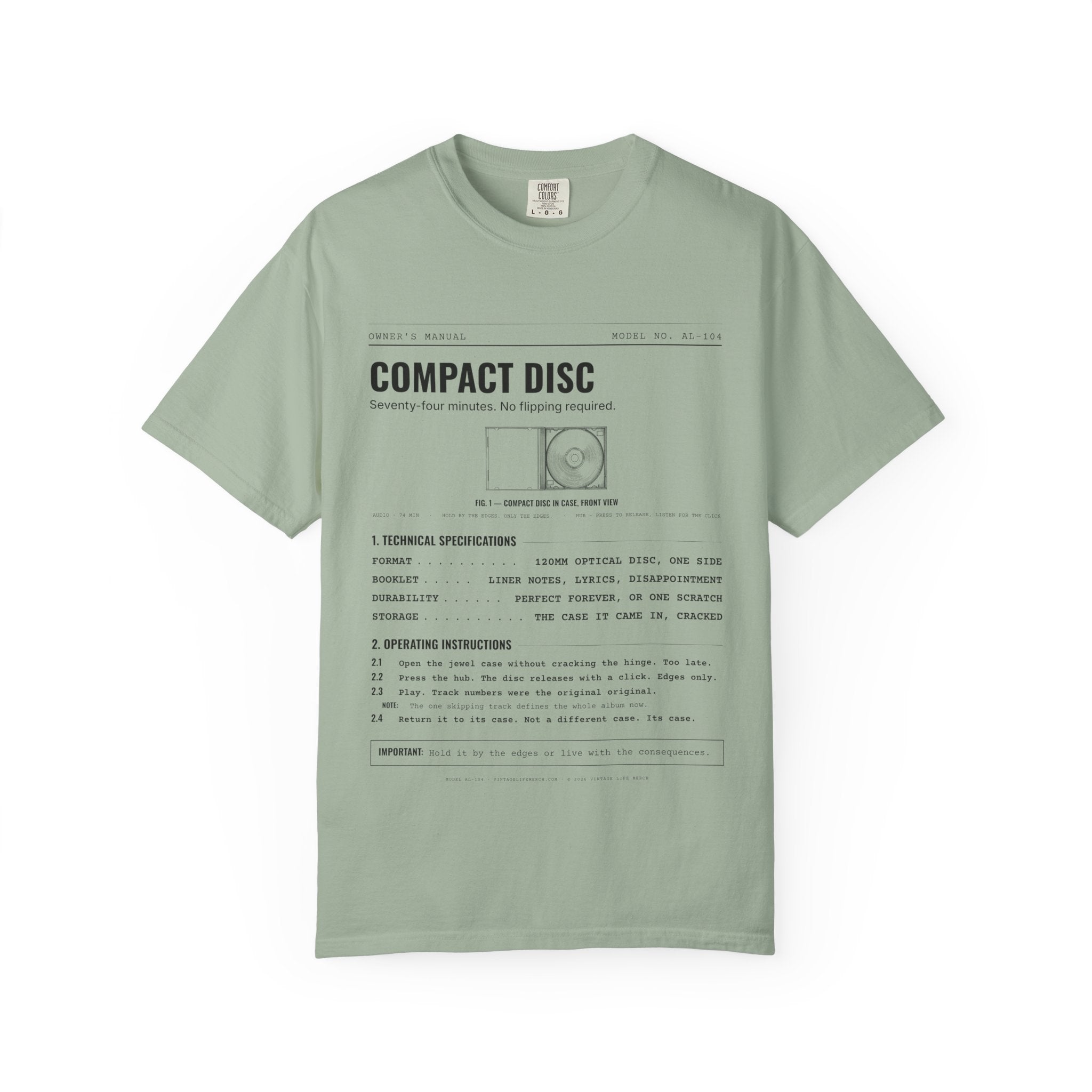 Compact Disc Spec Sheet Shirt | Analog Life Vintage Tee in Bay