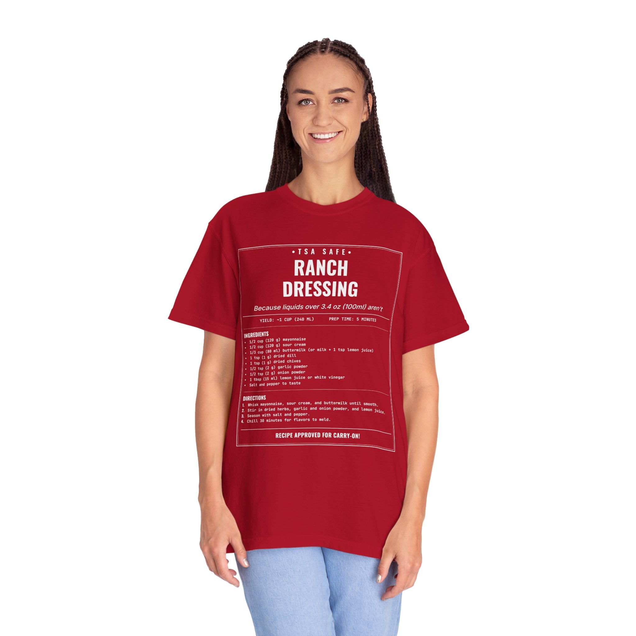 TSA-Safe Ranch Dressing | Vintage Recipe Card T-Shirt — White Ink