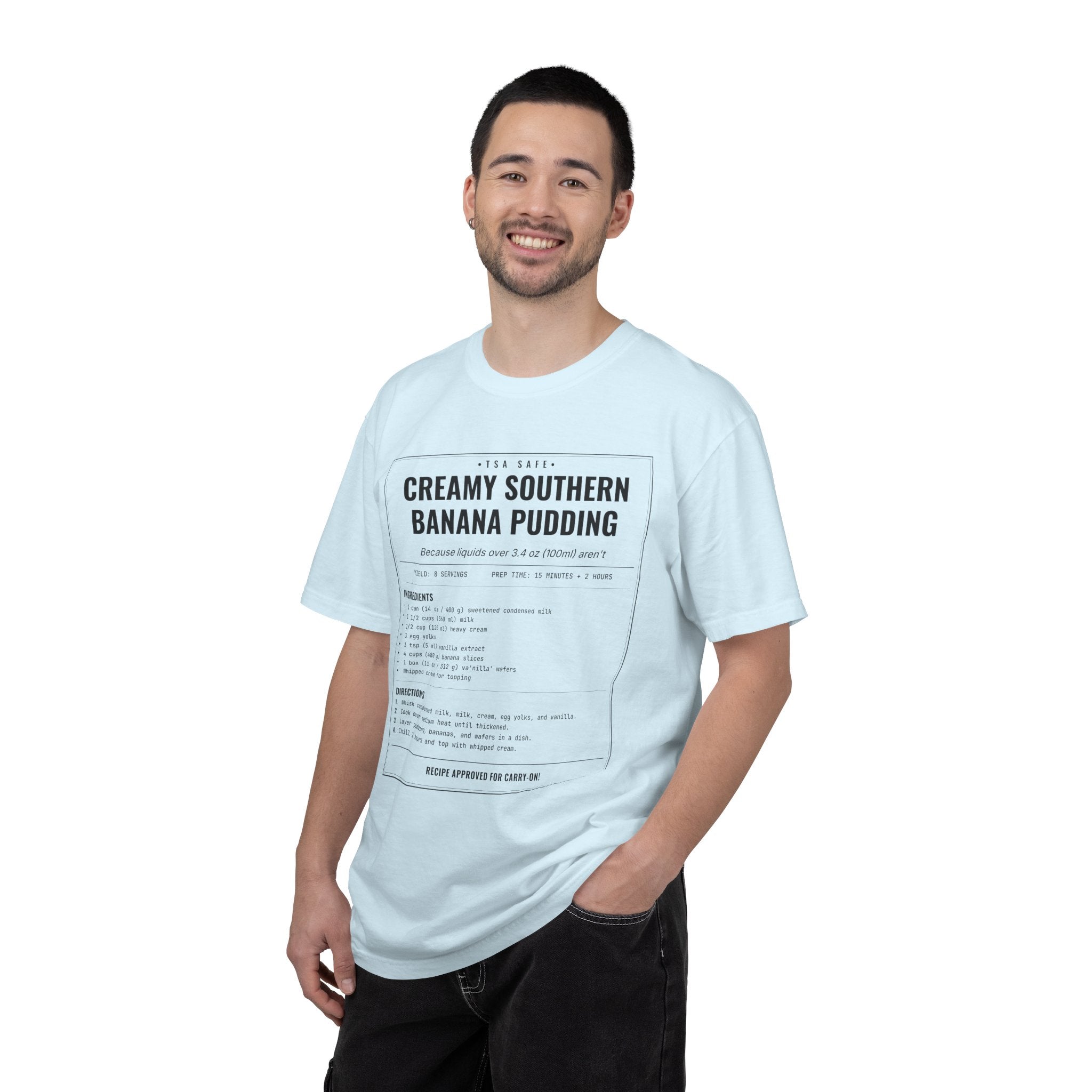 Creamy Southern Banana Pudding | Vintage Recipe Card T-Shirt — Black Ink