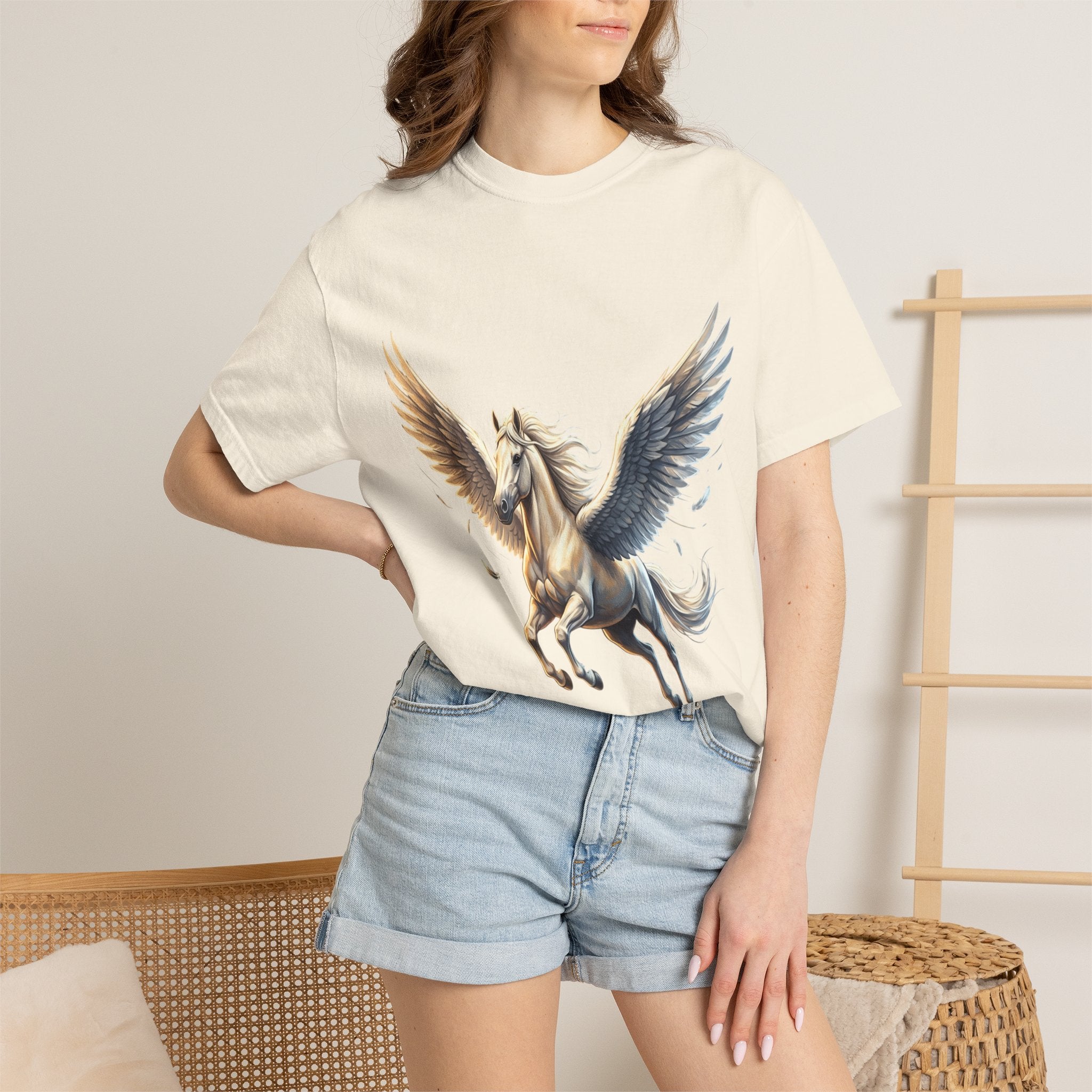 Majestic Pegasus Illustration T-shirt | Flying Horse Graphic Tee