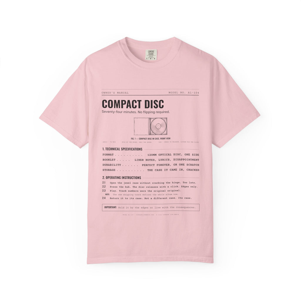 Compact Disc Spec Sheet Shirt | Analog Life Vintage Tee in Blossom