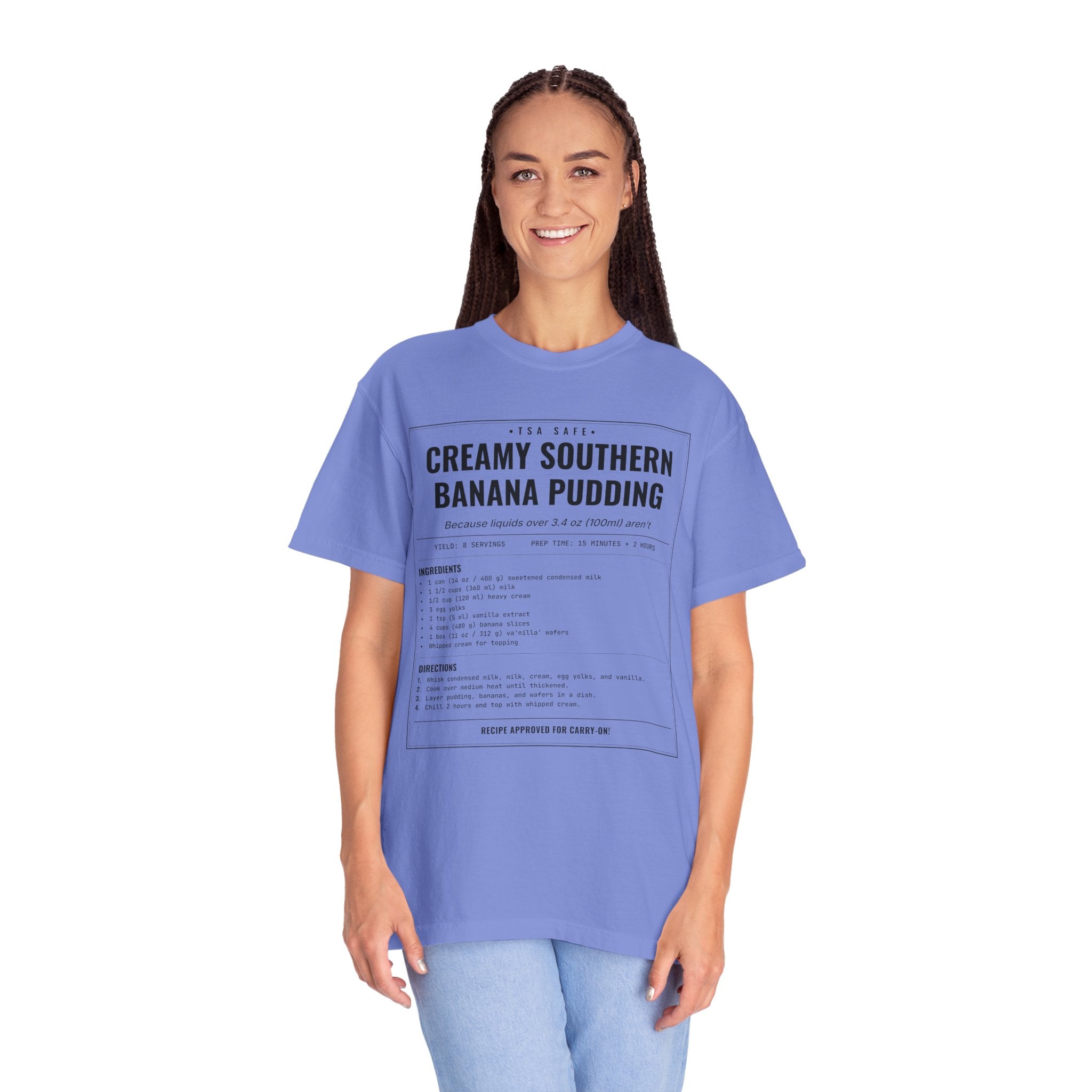 Creamy Southern Banana Pudding | Vintage Recipe Card T-Shirt — Black Ink