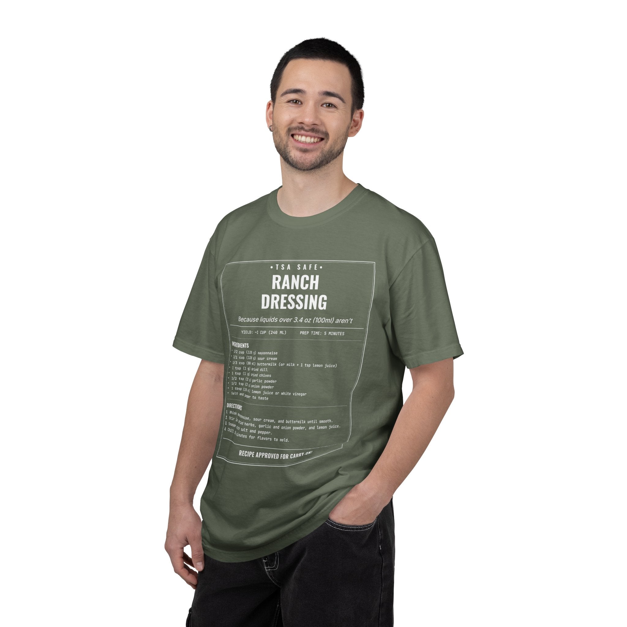 TSA-Safe Ranch Dressing | Vintage Recipe Card T-Shirt — White Ink