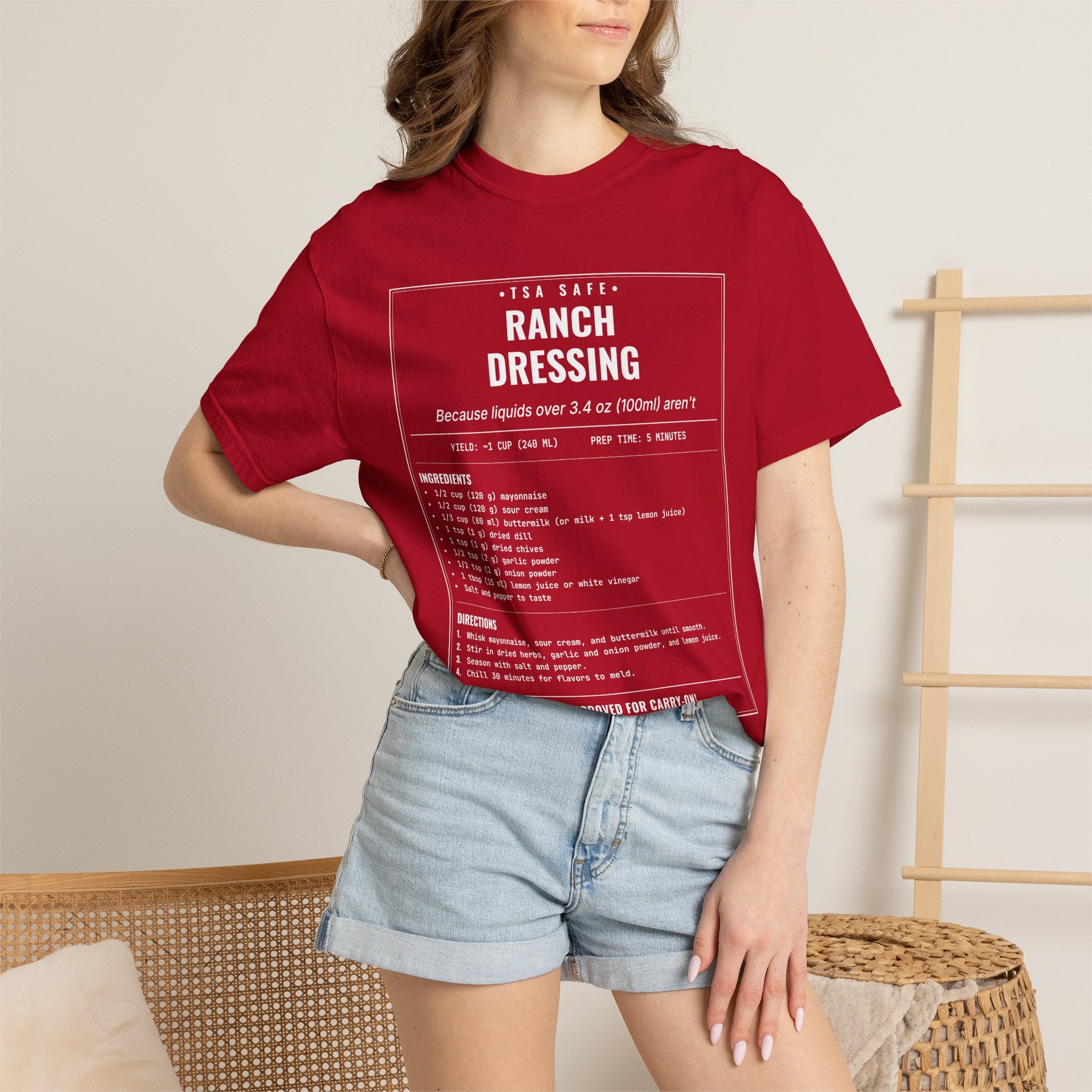TSA-Safe Ranch Dressing | Vintage Recipe Card T-Shirt — White Ink