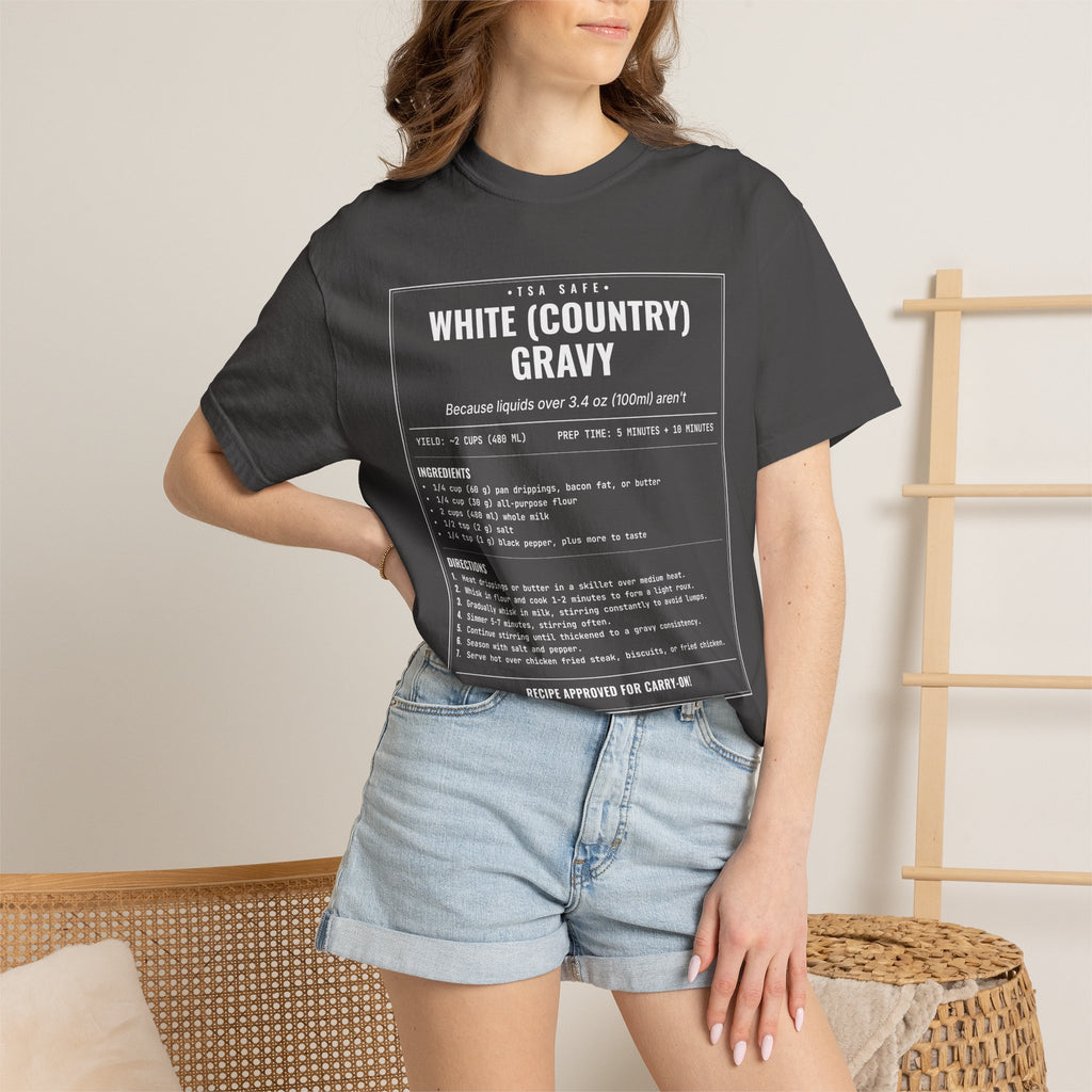 White Country Gravy | Vintage Recipe Card T-Shirt — White Ink