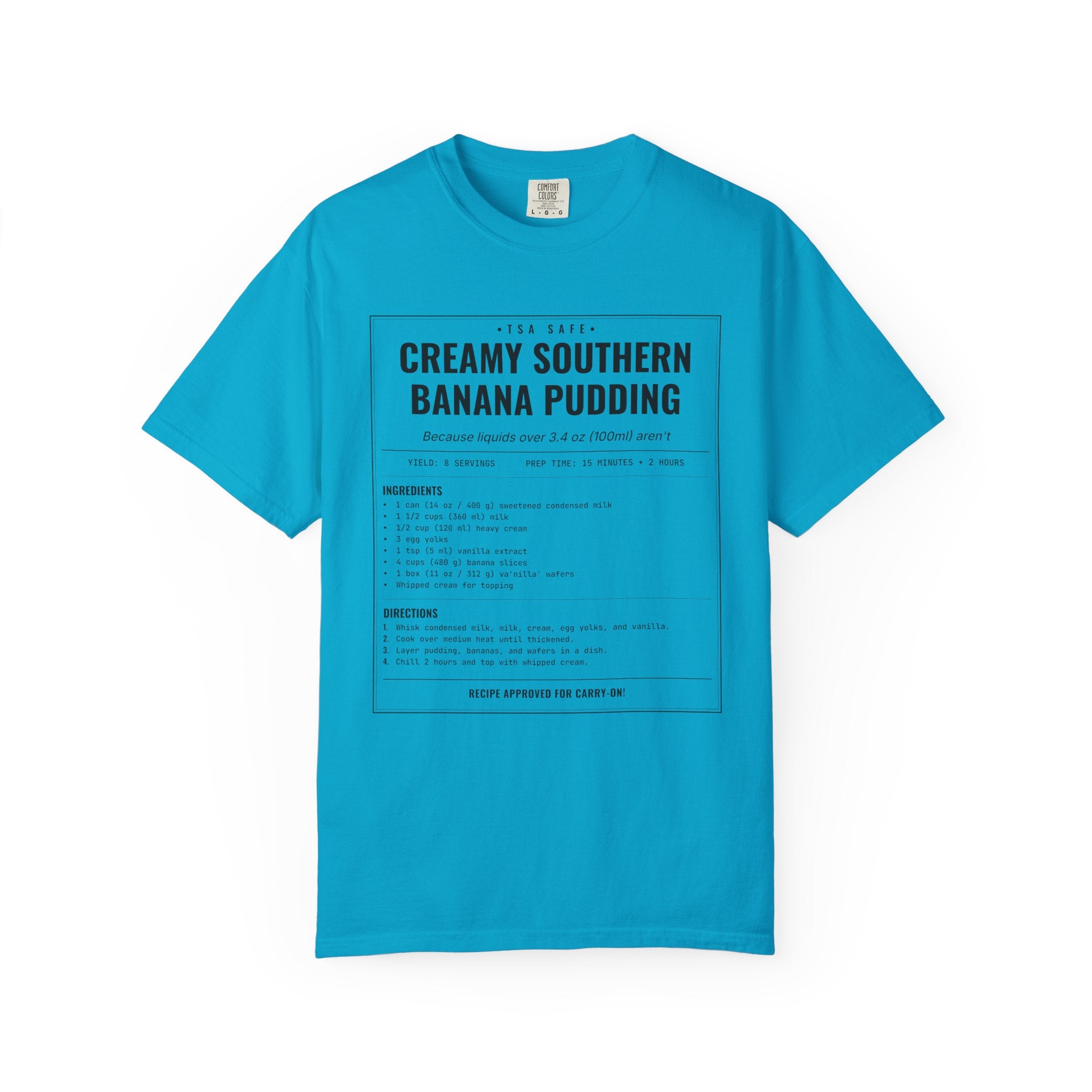 Creamy Southern Banana Pudding | Vintage Recipe Card T-Shirt — Black Ink