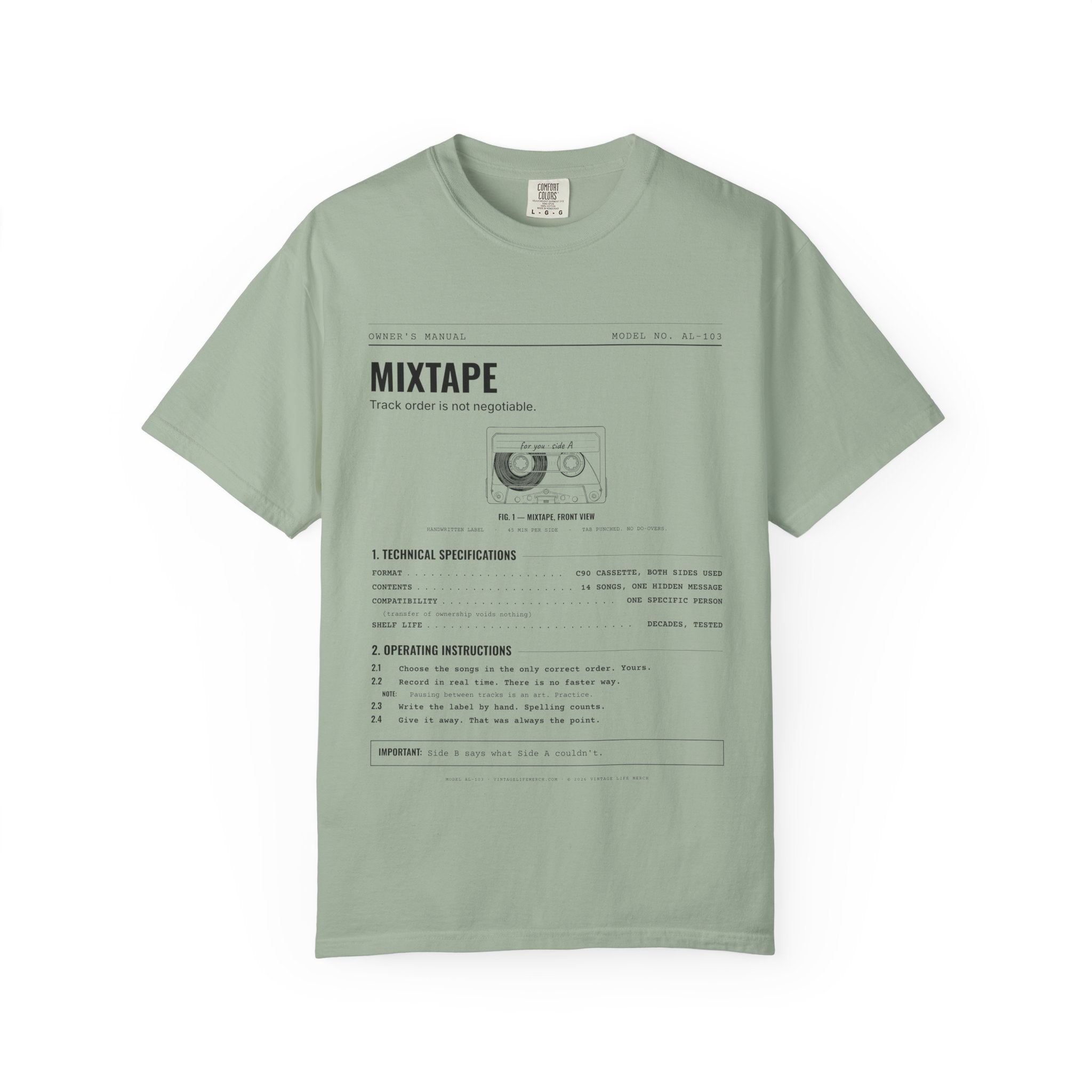 Mixtape Spec Sheet Shirt | Analog Life Vintage Tee in Bay