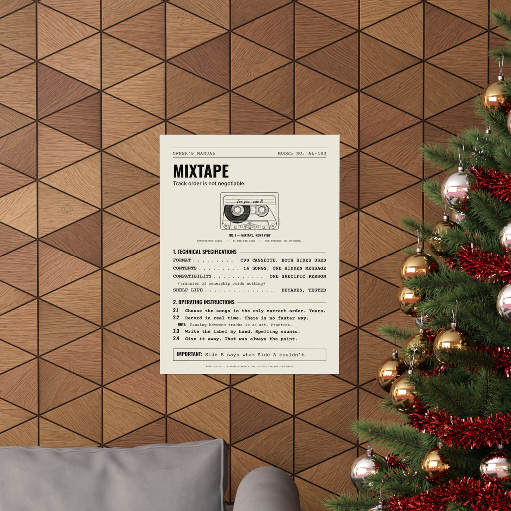Mixtape Owner's Manual Poster | Retro Analog Life Wall Art