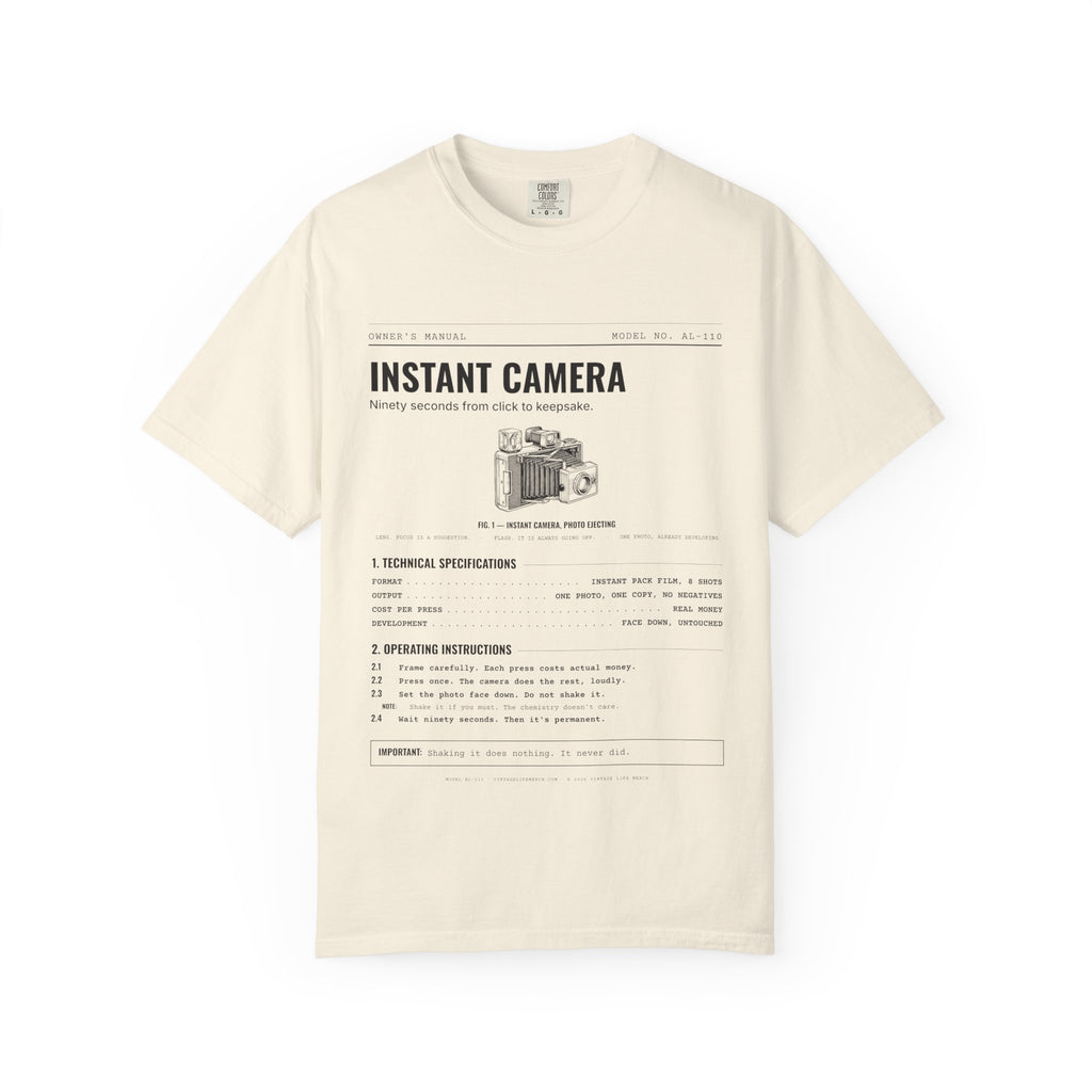 Instant Camera Spec Sheet Shirt | Analog Life Vintage Tee in Ivory