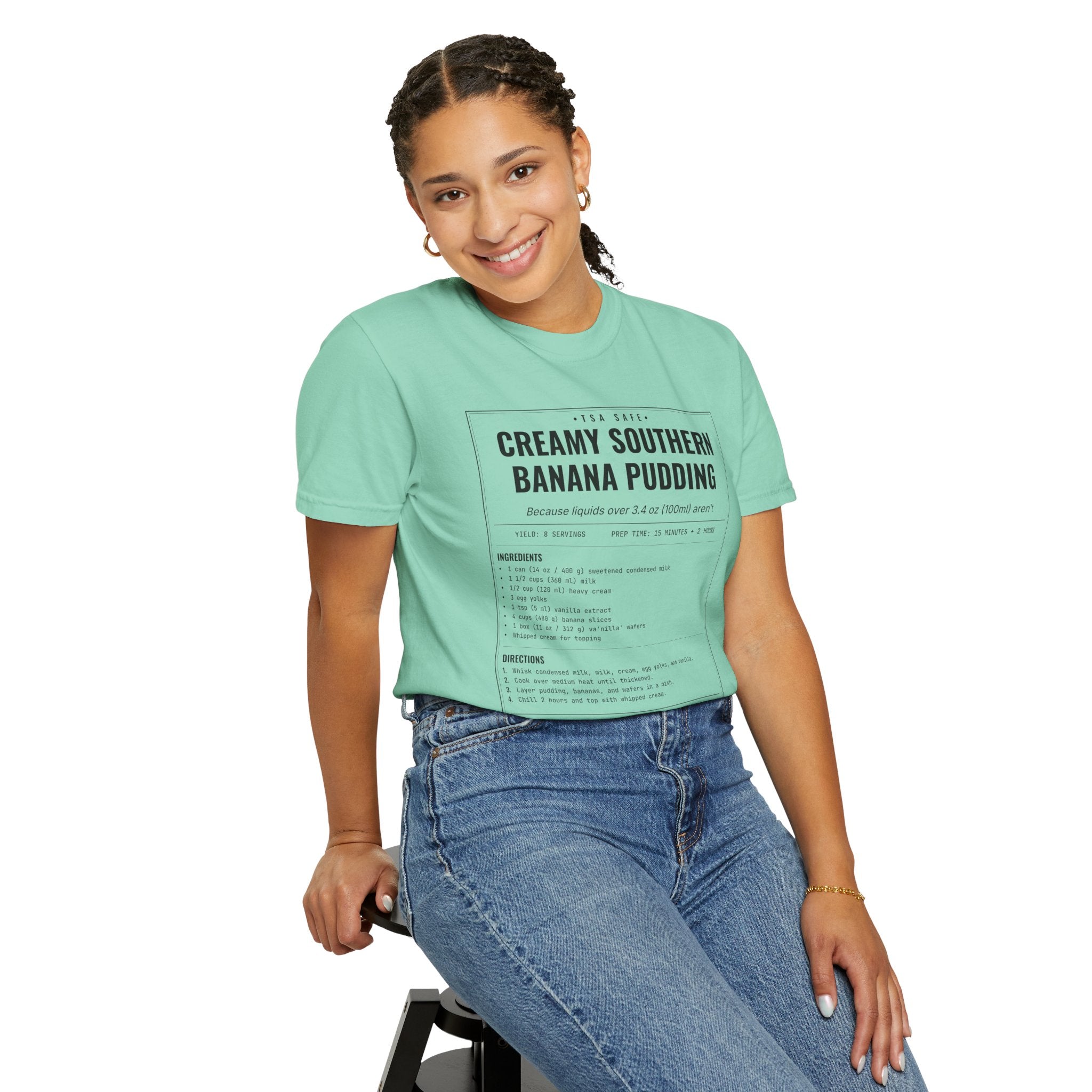 Creamy Southern Banana Pudding | Vintage Recipe Card T-Shirt — Black Ink