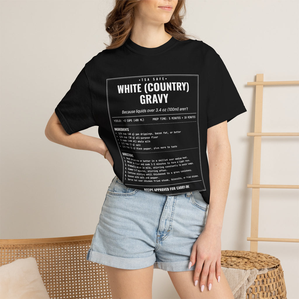 White Country Gravy | Vintage Recipe Card T-Shirt — White Ink