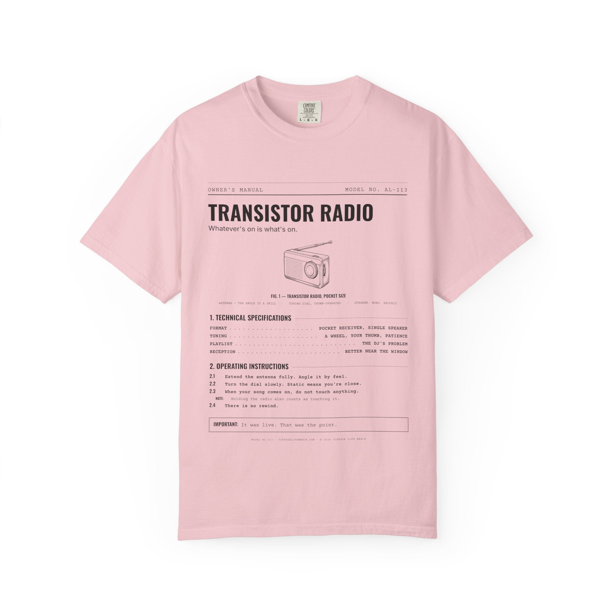 Transistor Radio Spec Sheet Shirt | Analog Life Vintage Tee