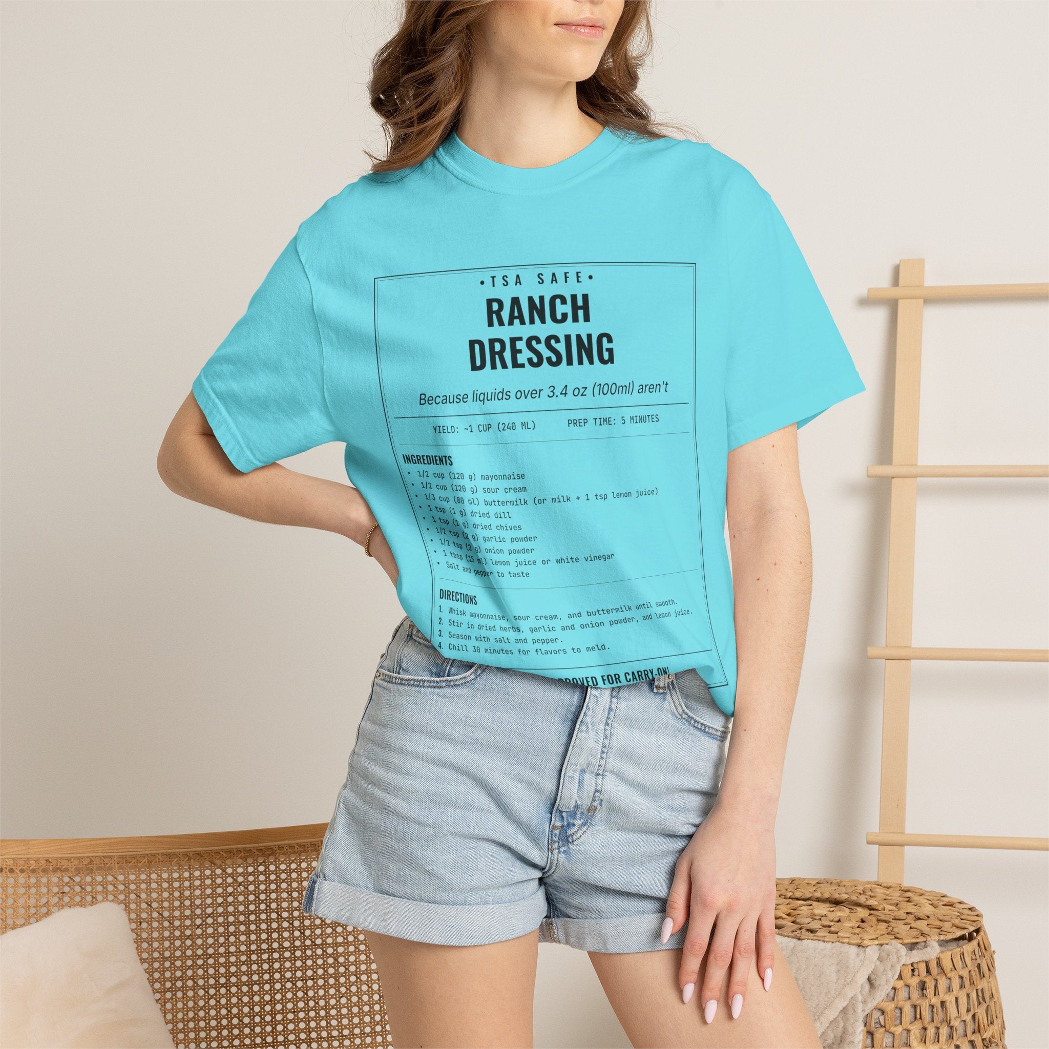 TSA-Safe Ranch Dressing | Vintage Recipe Card T-Shirt — Black Ink