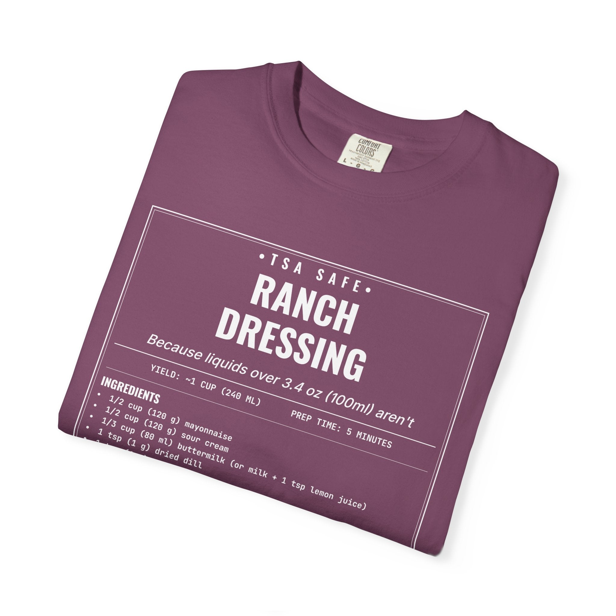 TSA-Safe Ranch Dressing | Vintage Recipe Card T-Shirt — White Ink