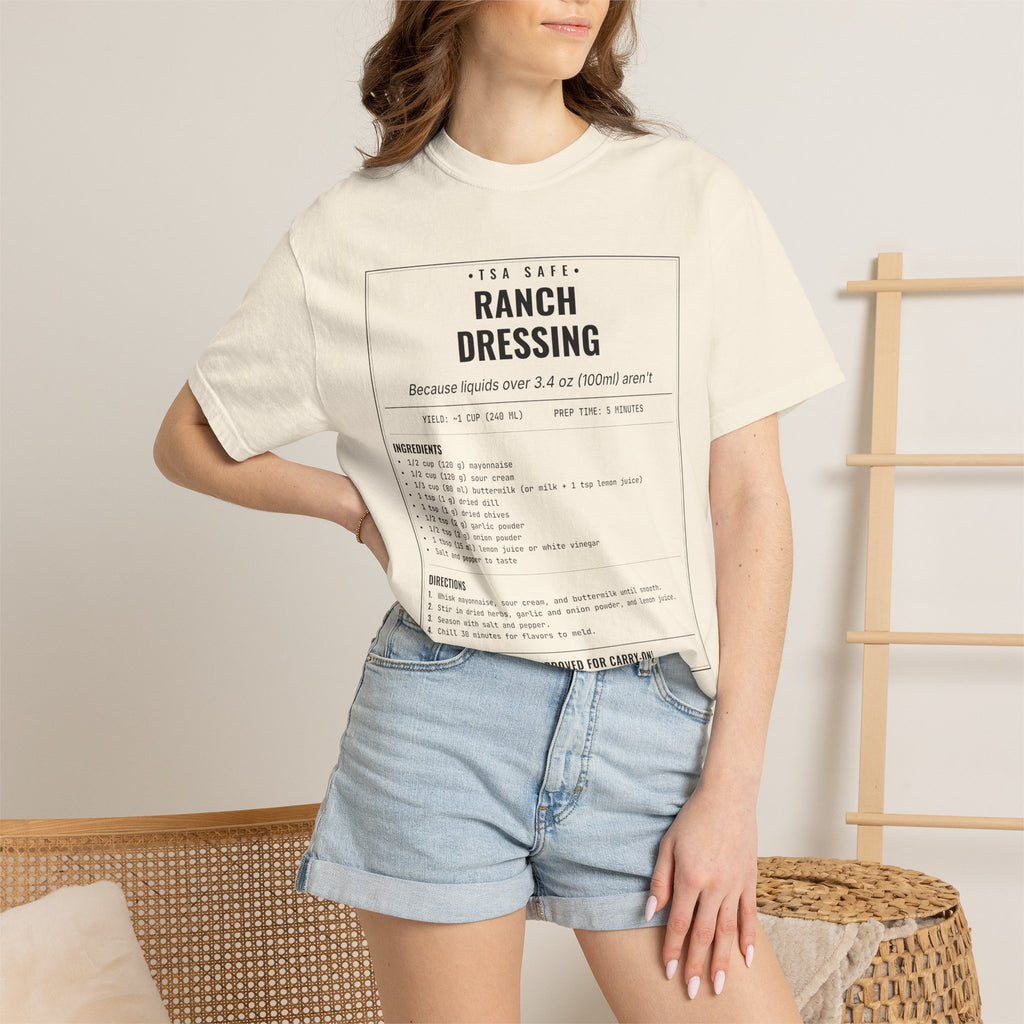 TSA-Safe Ranch Dressing | Vintage Recipe Card T-Shirt — Black Ink