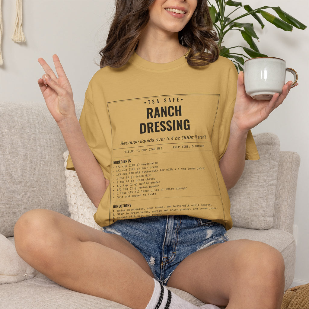 TSA-Safe Ranch Dressing | Vintage Recipe Card T-Shirt — Black Ink