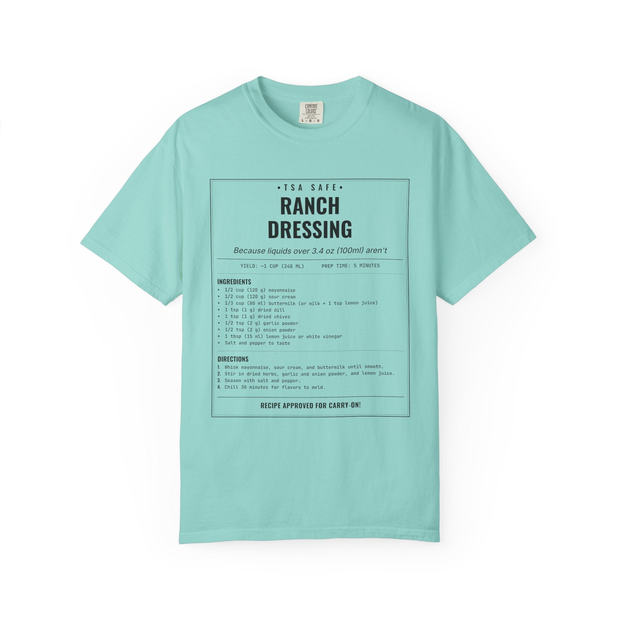 TSA-Safe Ranch Dressing | Vintage Recipe Card T-Shirt — Black Ink