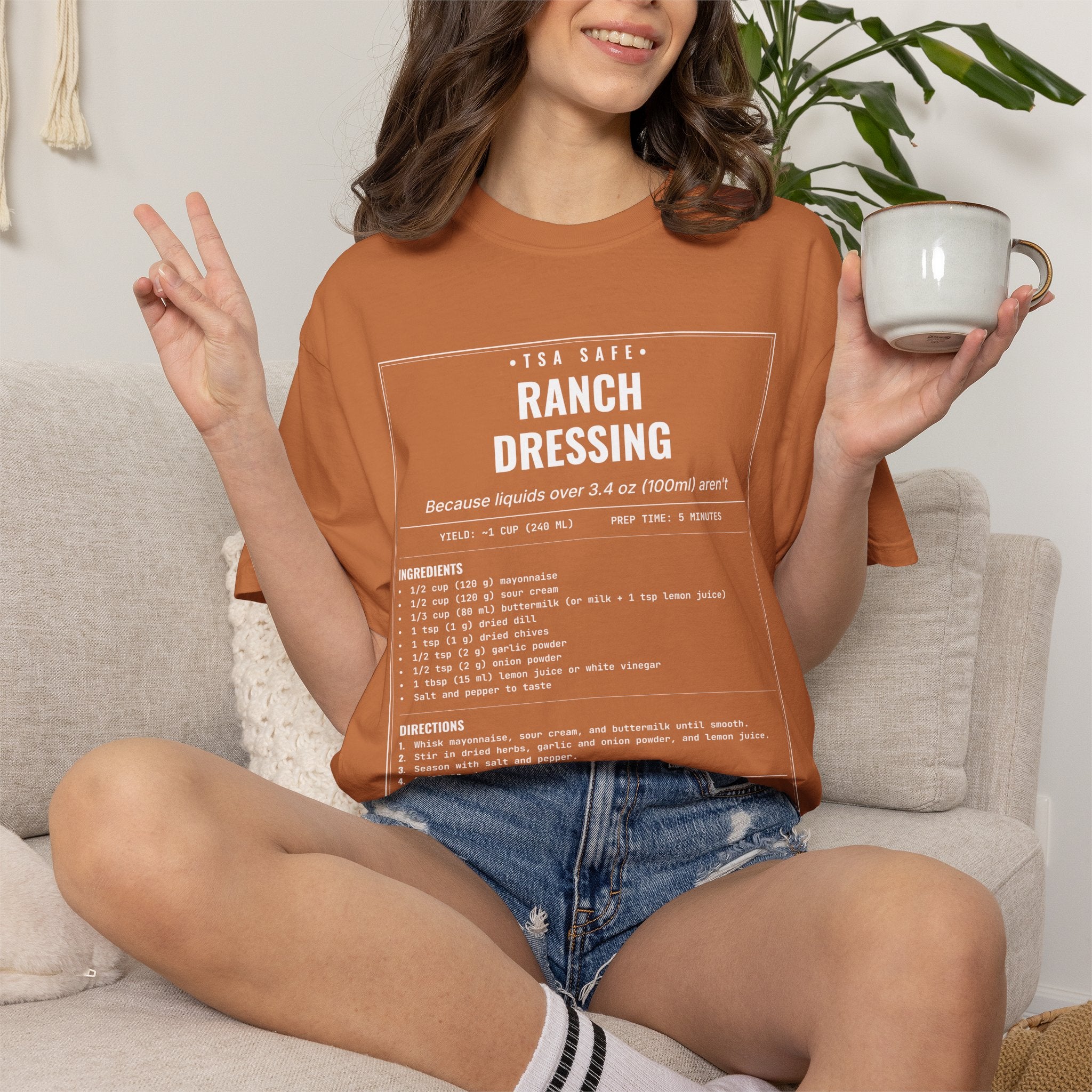 TSA-Safe Ranch Dressing | Vintage Recipe Card T-Shirt — White Ink