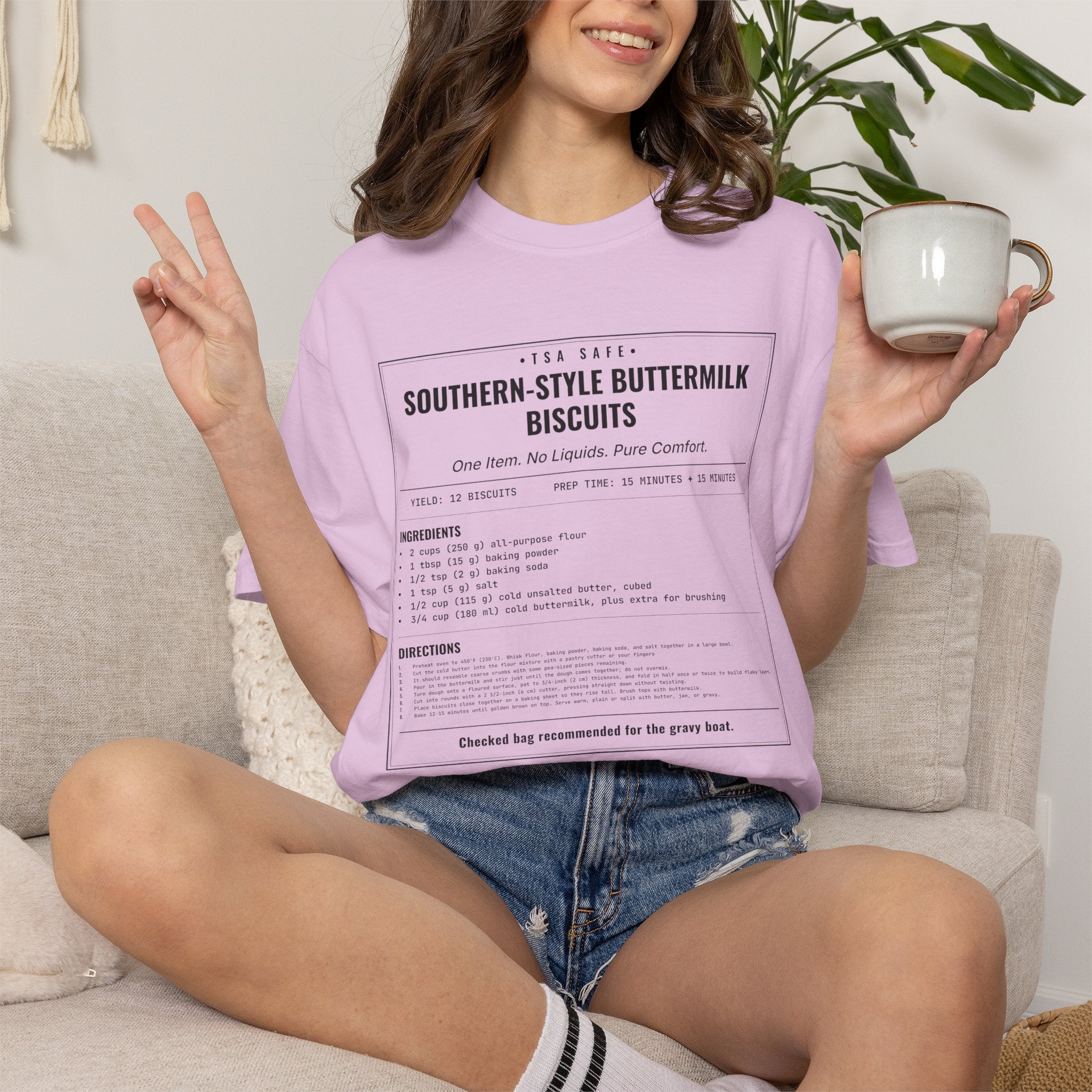 Southern Style Buttermilk Biscuits | Vintage Recipe Card T-Shirt — Black Ink