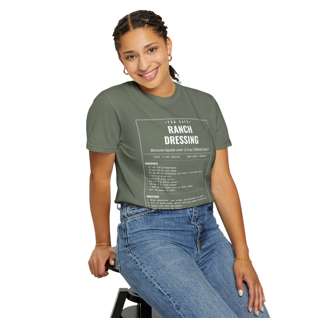 TSA-Safe Ranch Dressing | Vintage Recipe Card T-Shirt — White Ink