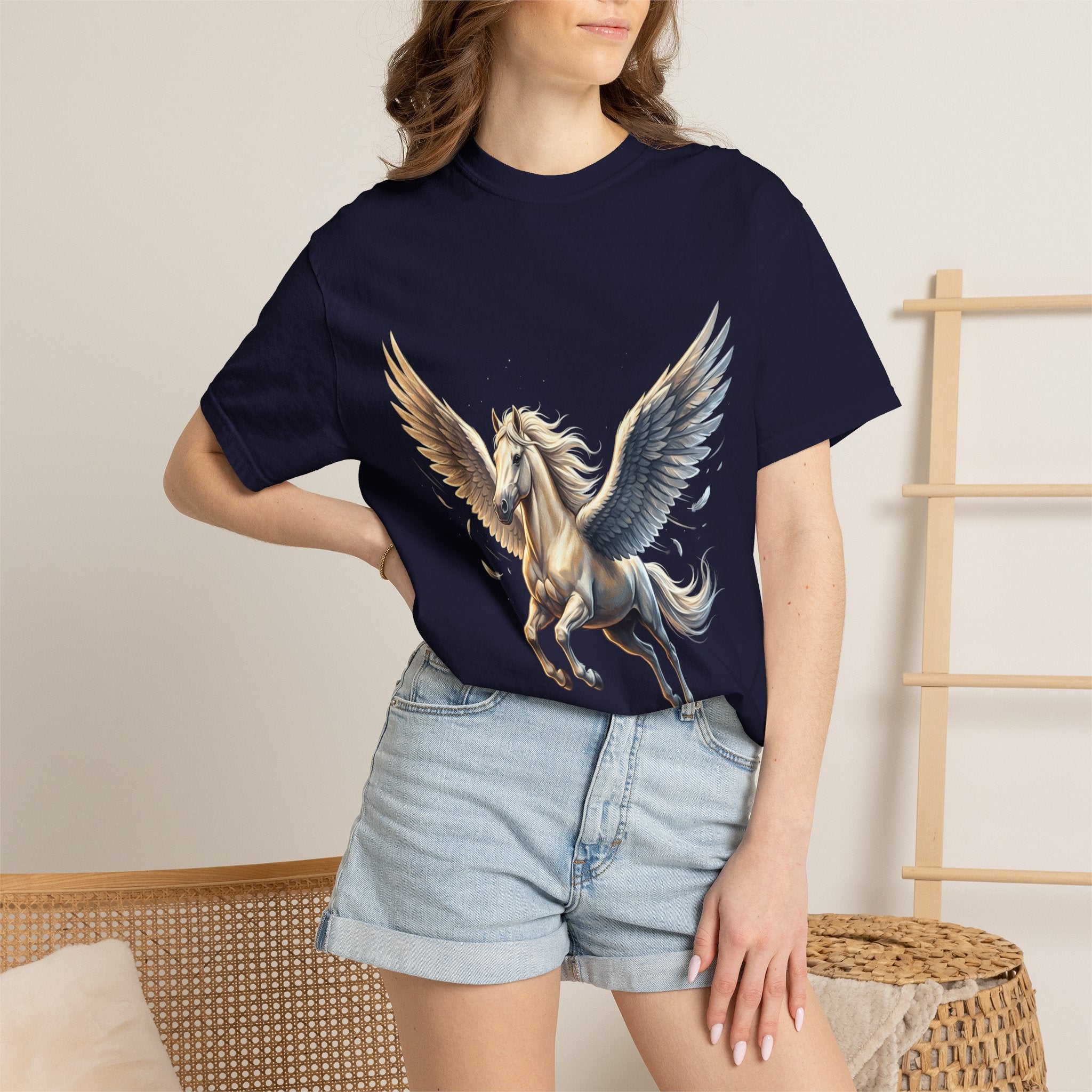 Majestic Pegasus Illustration T-shirt | Flying Horse Graphic Tee