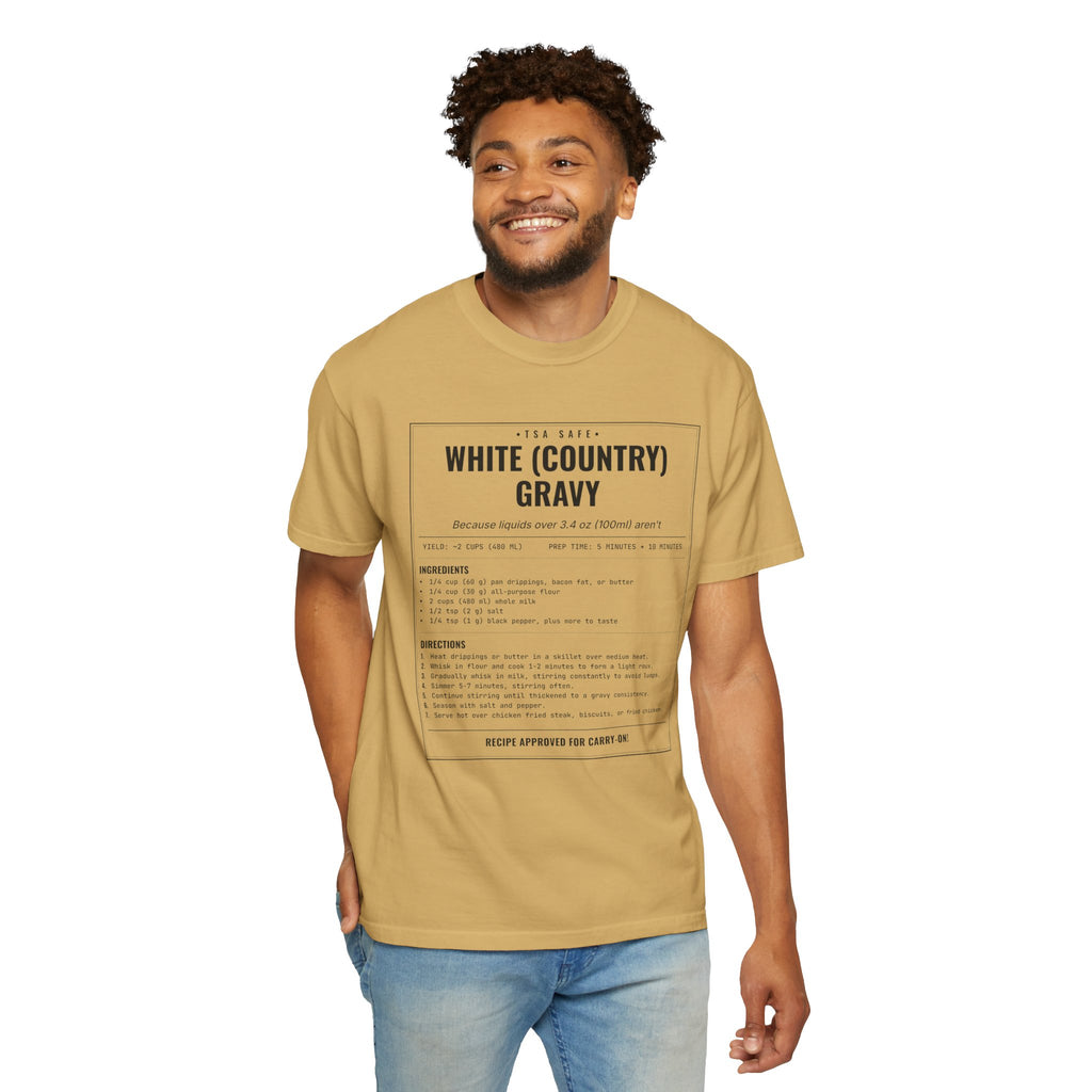 White Country Gravy | Vintage Recipe Card T-Shirt — Black Ink