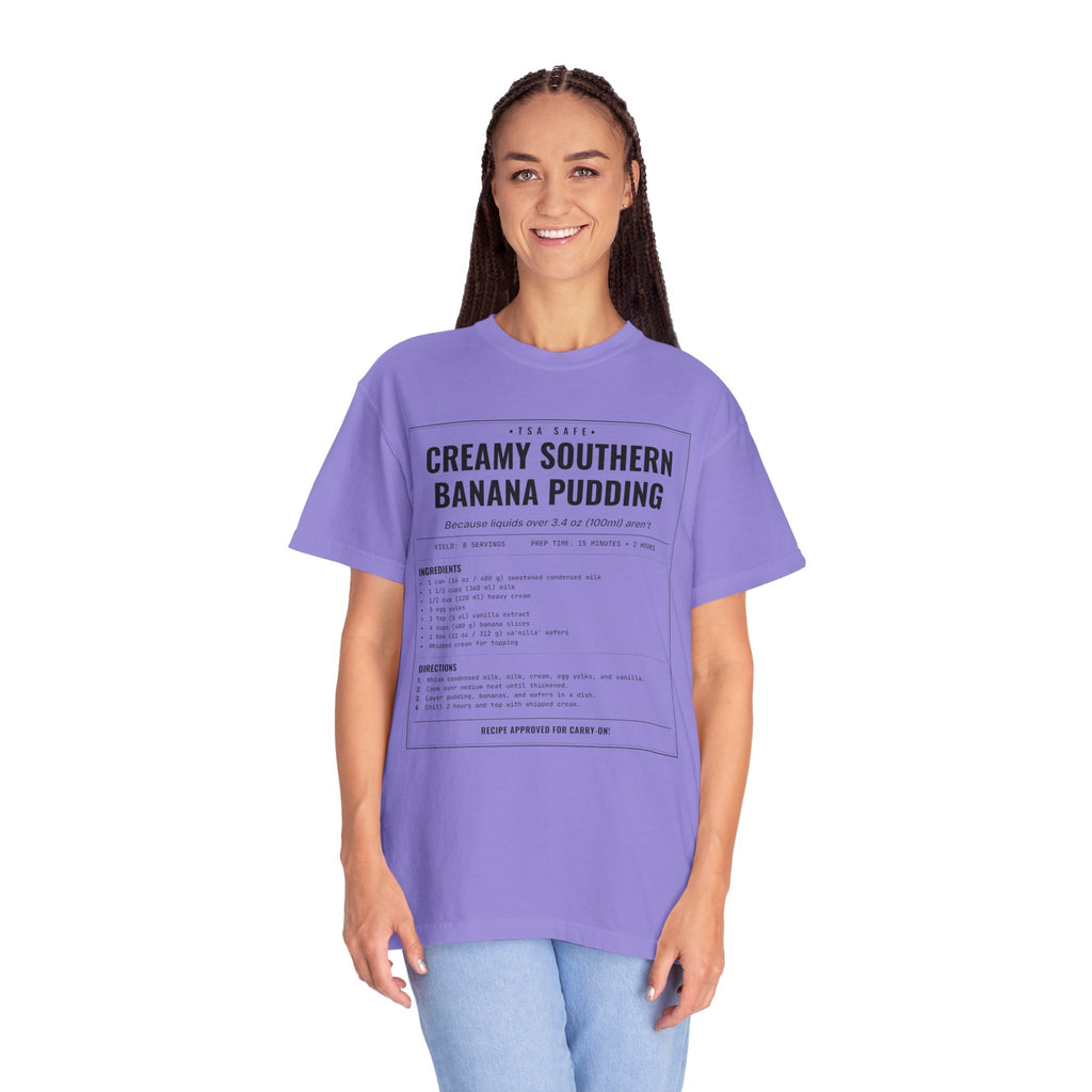 Creamy Southern Banana Pudding | Vintage Recipe Card T-Shirt — Black Ink