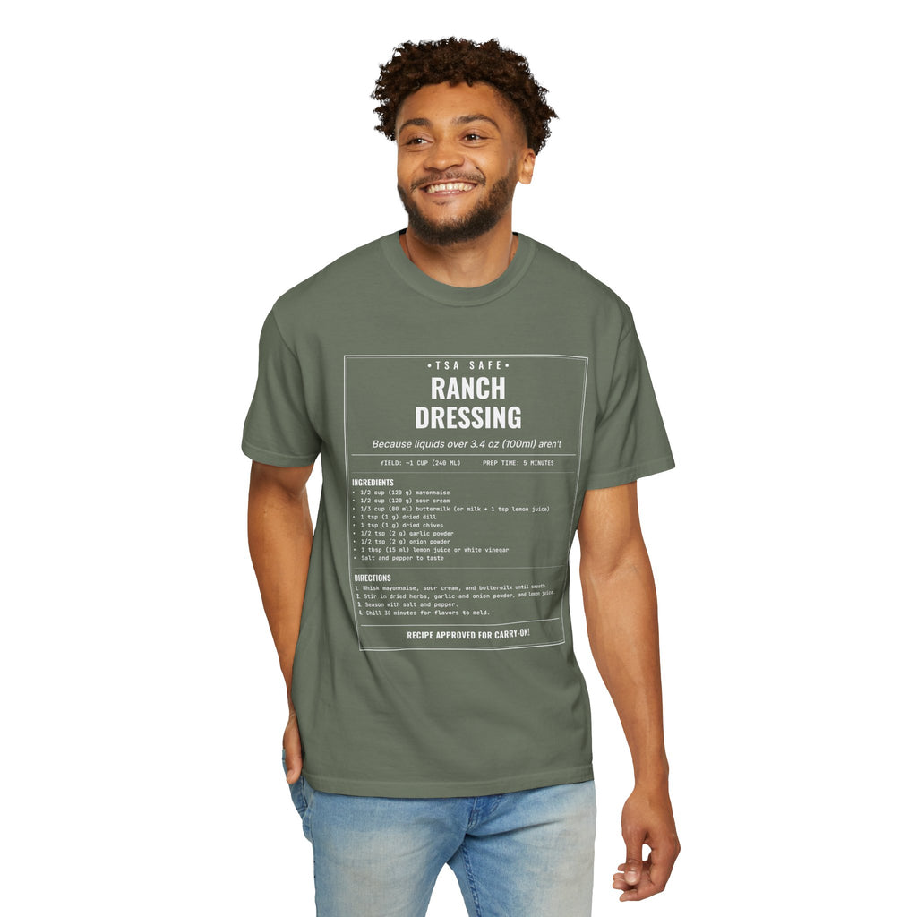TSA-Safe Ranch Dressing | Vintage Recipe Card T-Shirt — White Ink