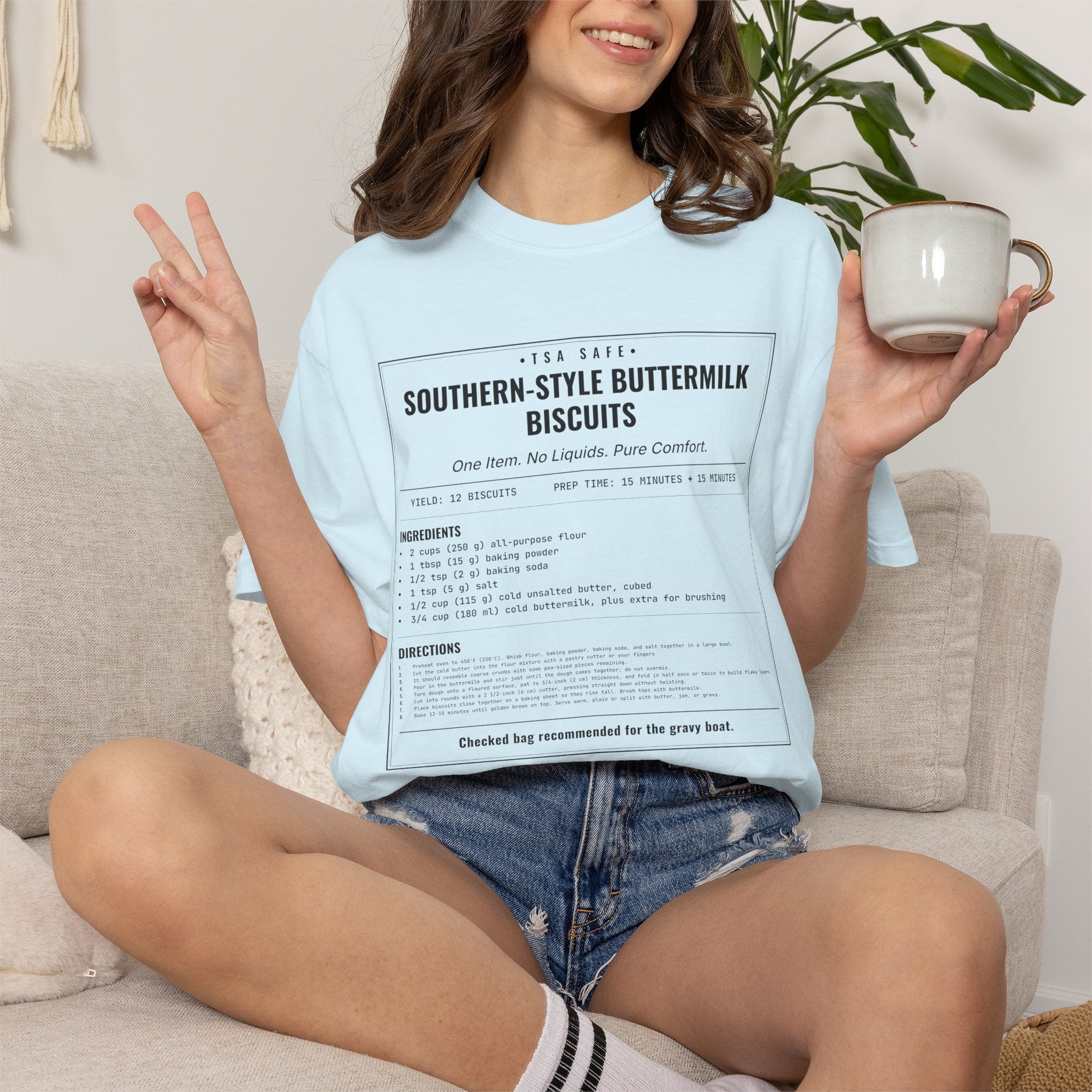 Southern Style Buttermilk Biscuits | Vintage Recipe Card T-Shirt — Black Ink